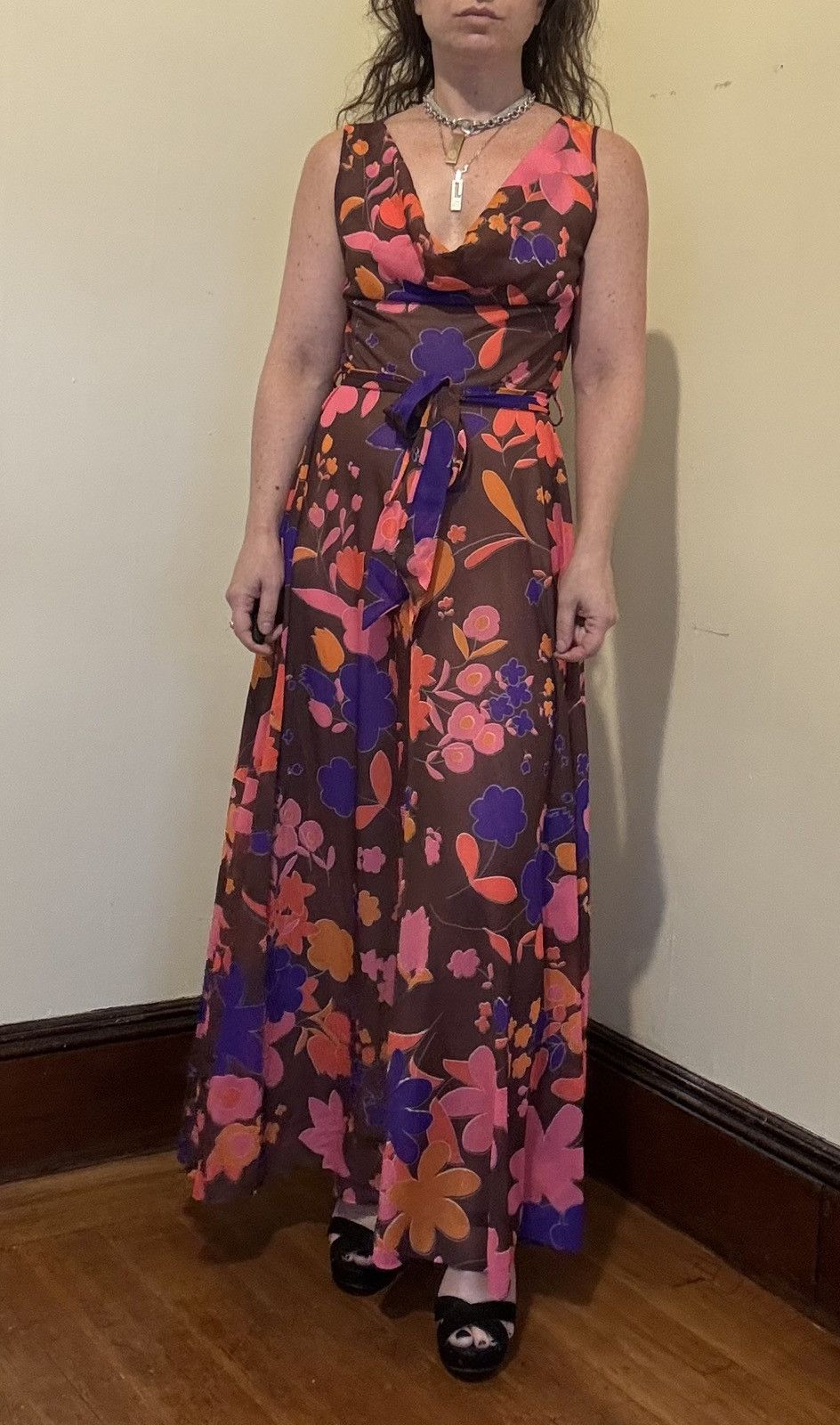 Lilly Pulitzer Vtg 70s Lilly Pulitzer for Neimen Marcus Floral A-Line Maxi Size XXS / US 00 / IT 34 - 10 Thumbnail
