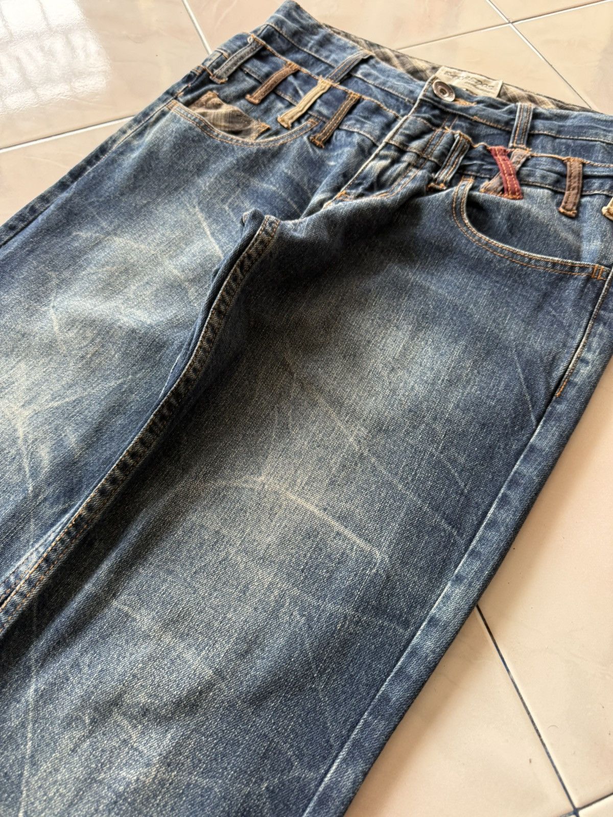 Hysteric Glamour Bercedos Japan Double Waist Cut & Sew Whiskers Jeans Size US 30 / EU 46 - 7 Thumbnail