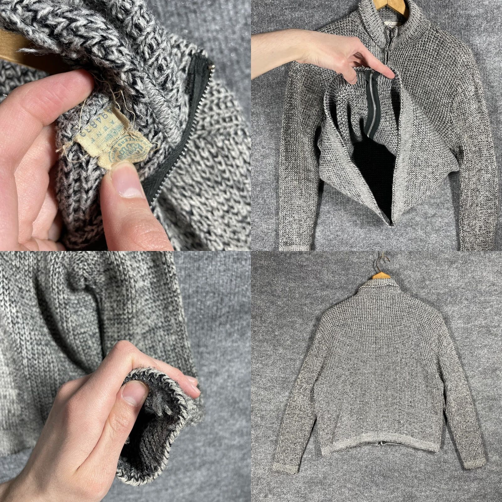 JCPenney VINTAGE Penneys Salt & Pepper Knit Sweater Cardigan Rockabilly Size M Gray 1950s Mens Size M / US 6-8 / IT 42-44 - 8 Thumbnail