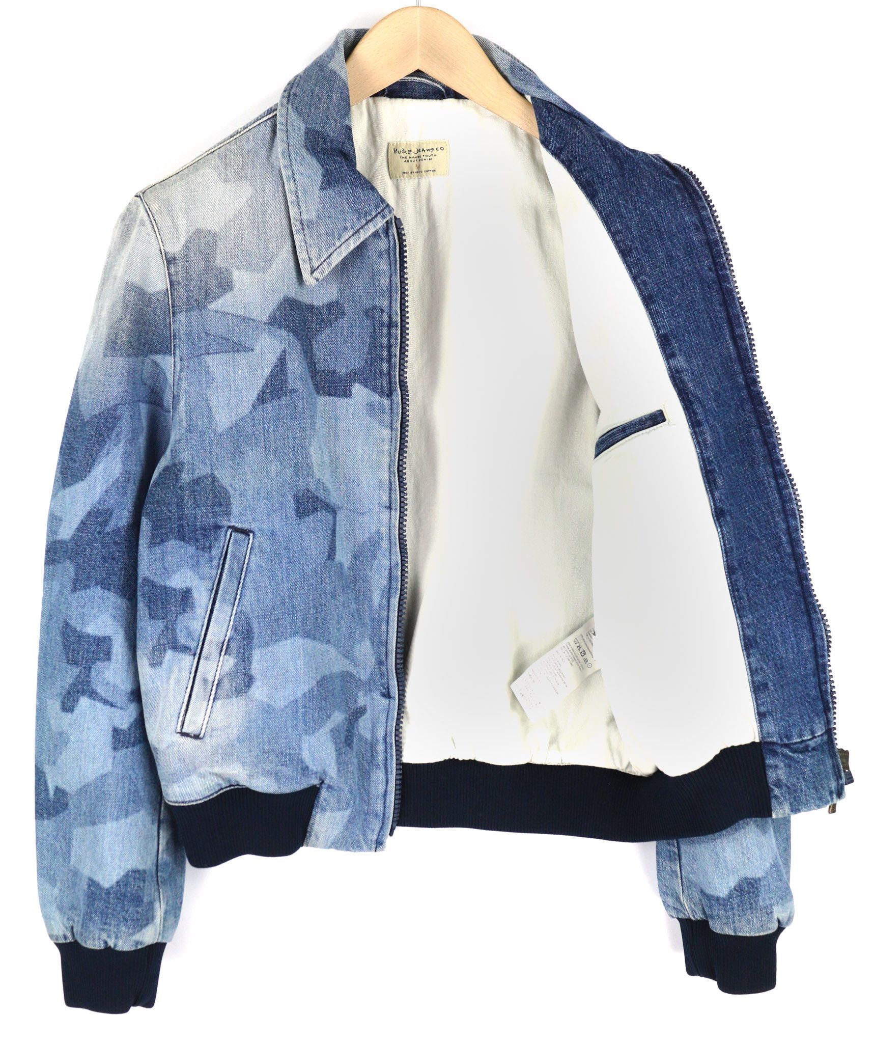 Nudie Jeans GUDRUN M Camo Denim Cotton Blue Pockets Jacket 81594 Size US M / EU 48-50 / 2 - 4 Thumbnail