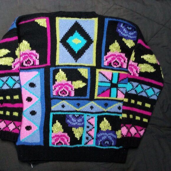 Nordstrom × Vintage Vintage Nordstrom Brass Plum Abstract Geometric Sweater Size M / US 6-8 / IT 42-44 - 7 Thumbnail