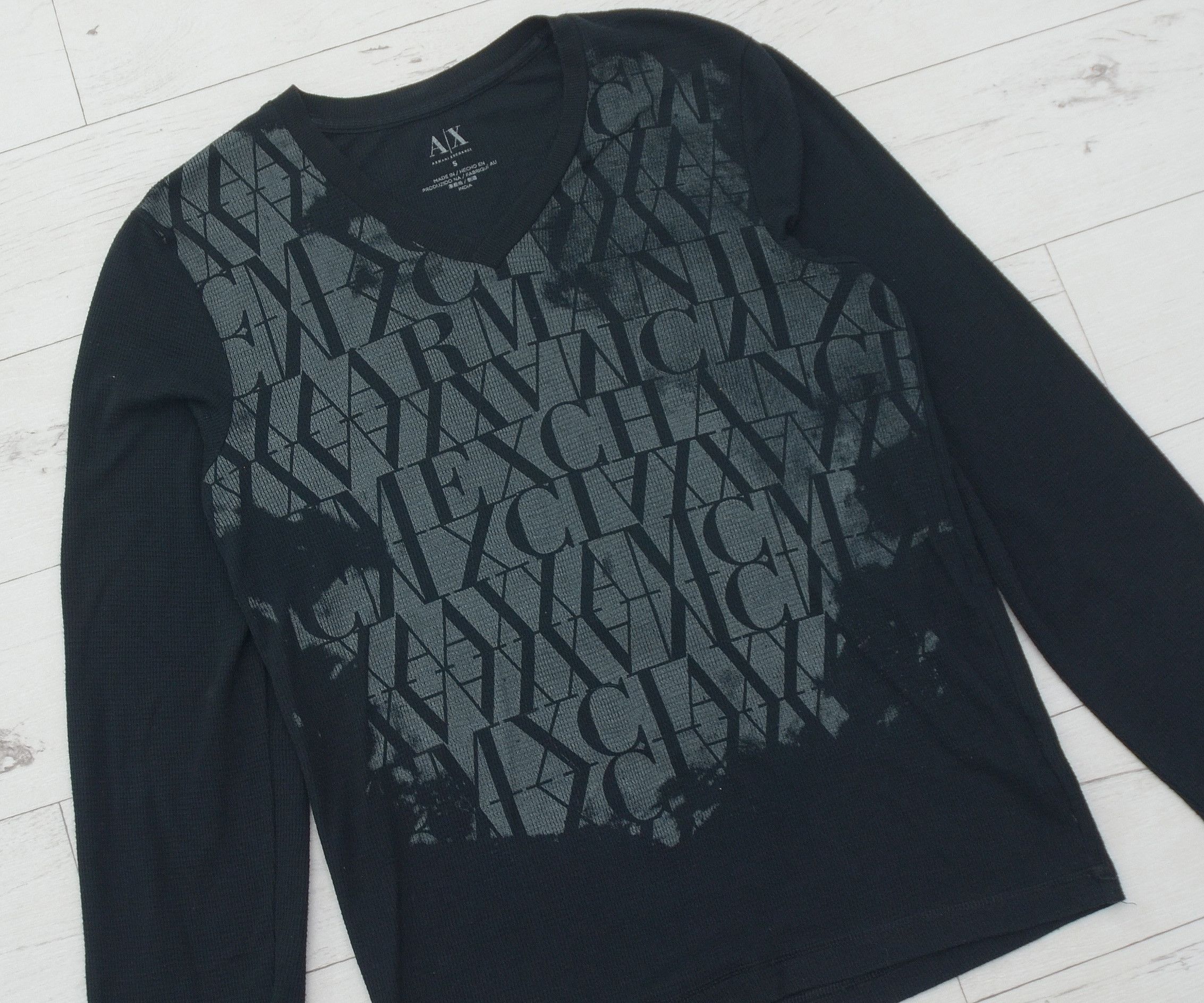 Armani Exchange × Vintage Vintage Armani Exchange A|X Black Long Sleeve Y2K Printed Size US S / EU 44-46 / 1 - 2 Thumbnail