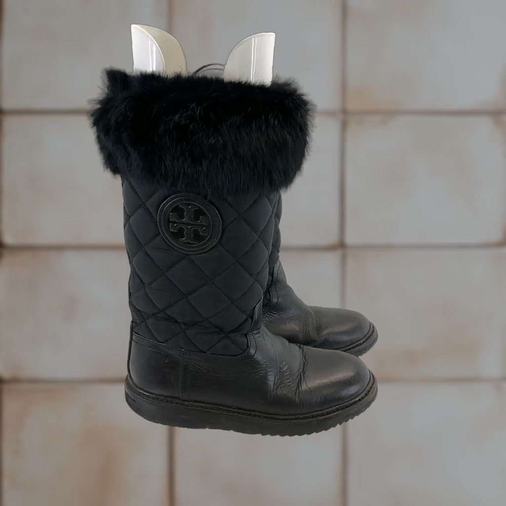 Tory Burch 黒 ファー付きブーツ Cap-Toe Knee-High Boot: Women's Designer Knee Boots | Tory Burch