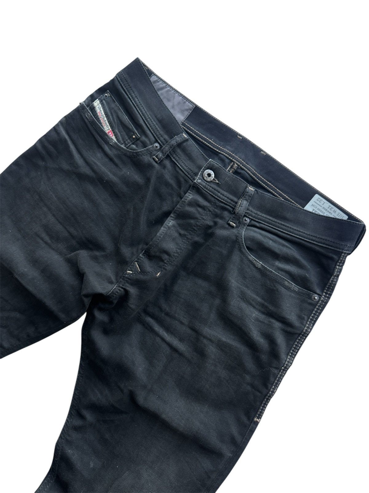 Diesel × Diesel Black Gold Diesel Tepphar Slim Carrot 0666Q Stretch Black Jeans Size US 31 - 2 Thumbnail