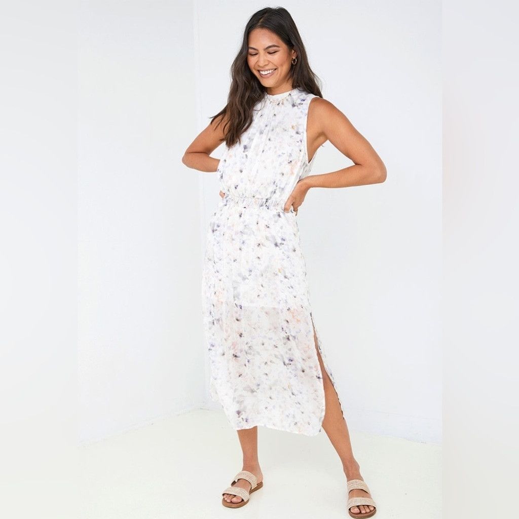 Bella Dahl Bella Dahl Floral Sleeveless Smocked Waist Midi Dress Size M Size M / US 6-8 / IT 42-44 - 1 Thumbnail