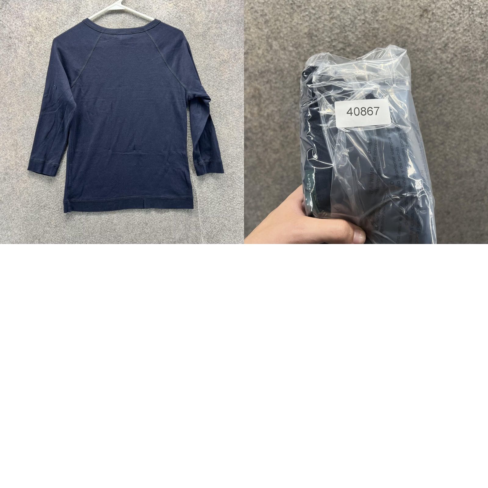 Vintage Lauren Jeans Co. Ralph Lauren Shirt Womens M Button Shoulder 3/4 Sleeve Top Blue Navy Raglan Casual Shirt Women Size M / US 6-8 / IT 42-44 - 8 Thumbnail