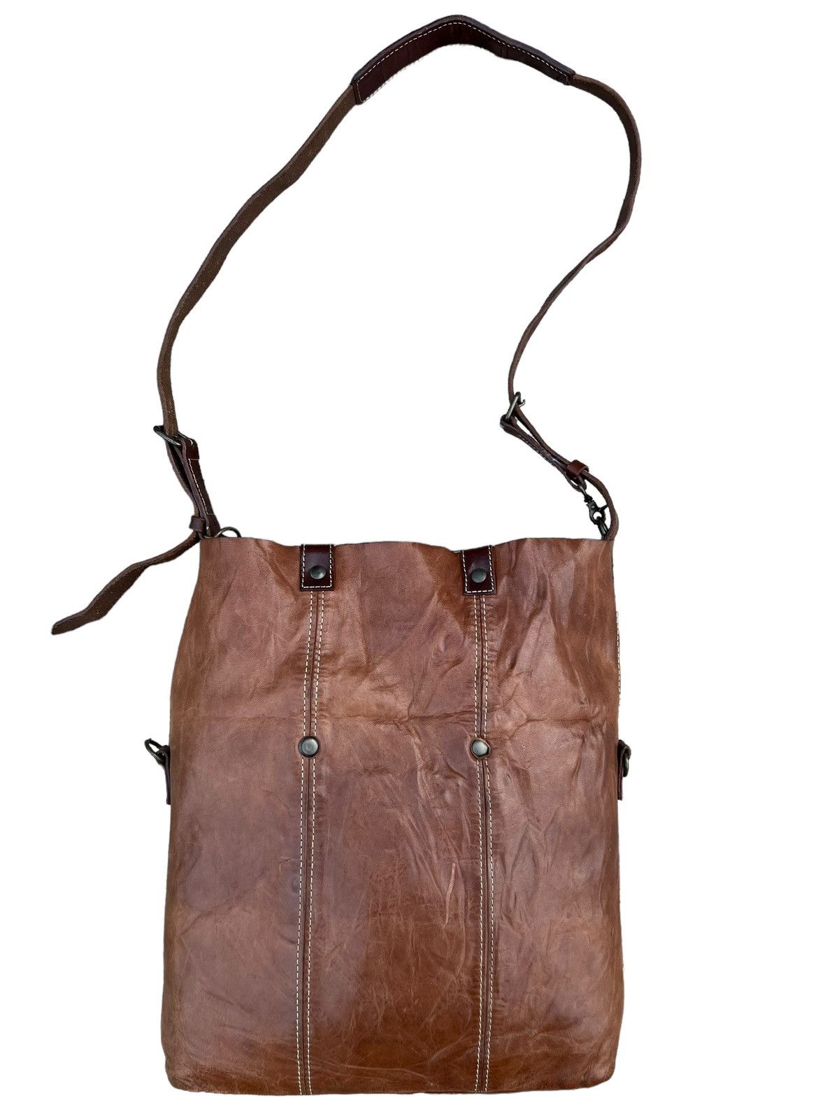 Leather Vintage Rei Japan 2 Way Patina Leather Bag Size ONE SIZE - 5 Thumbnail