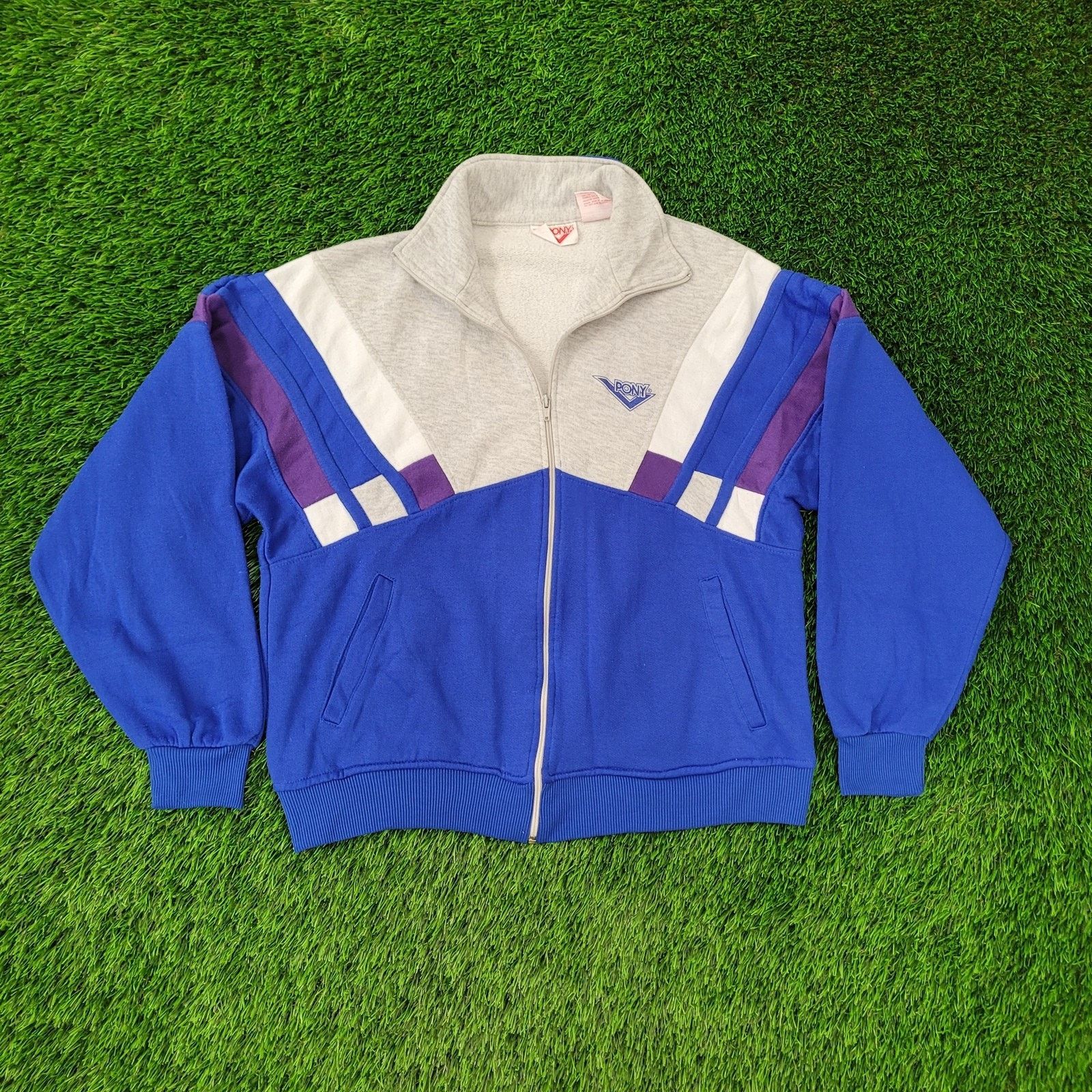 PONY Vintage 90s PONY Track Jacket Womens XL 23x24 Boxy Blue Gray Size XL / US 12-14 / IT 48-50 - 1 Thumbnail