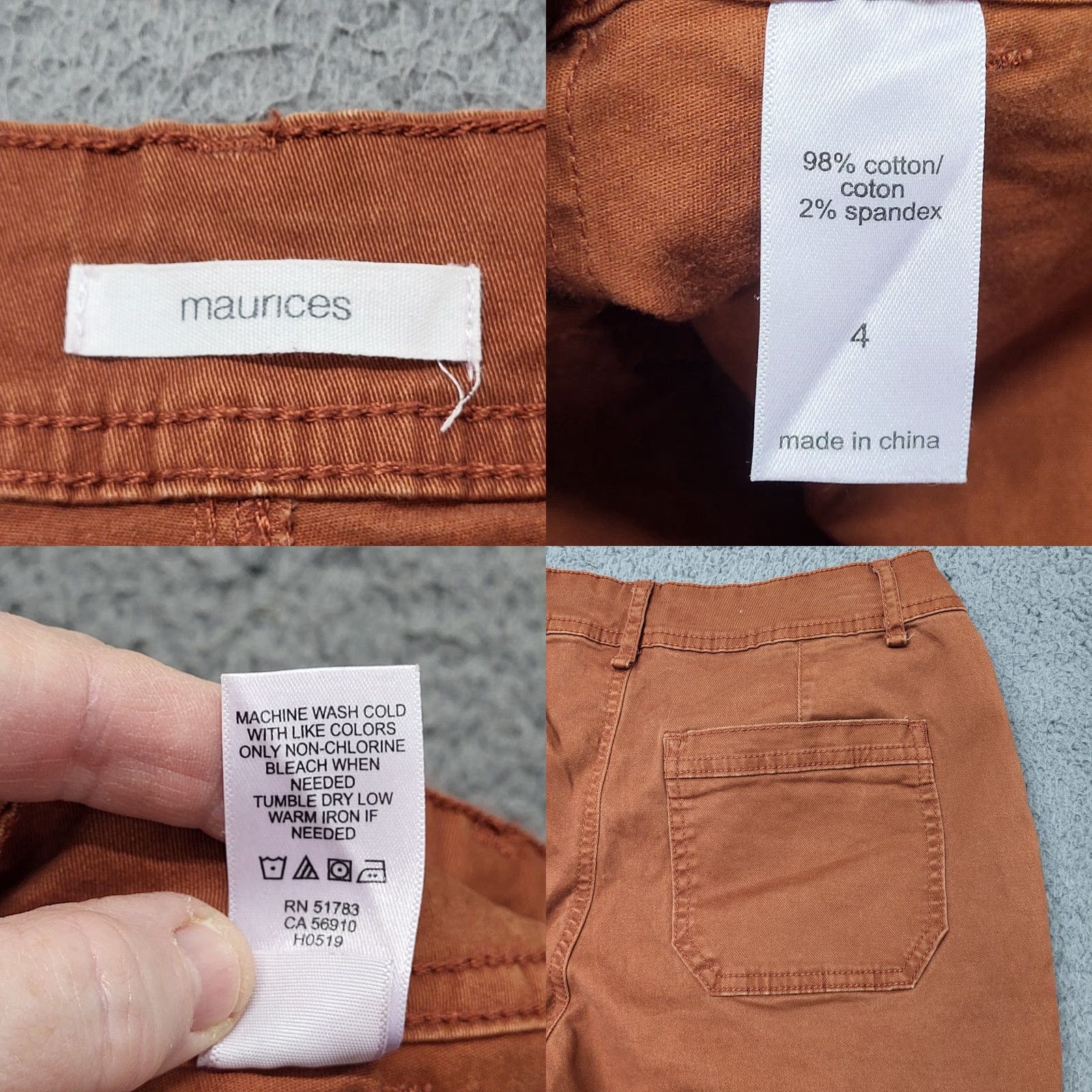 Vintage Maurices Jeans Women's Size 4 Autumn Orange Twill Ankle Tapered Leg Fall Pockets Size 27" / US 4 / IT 40 - 8 Thumbnail