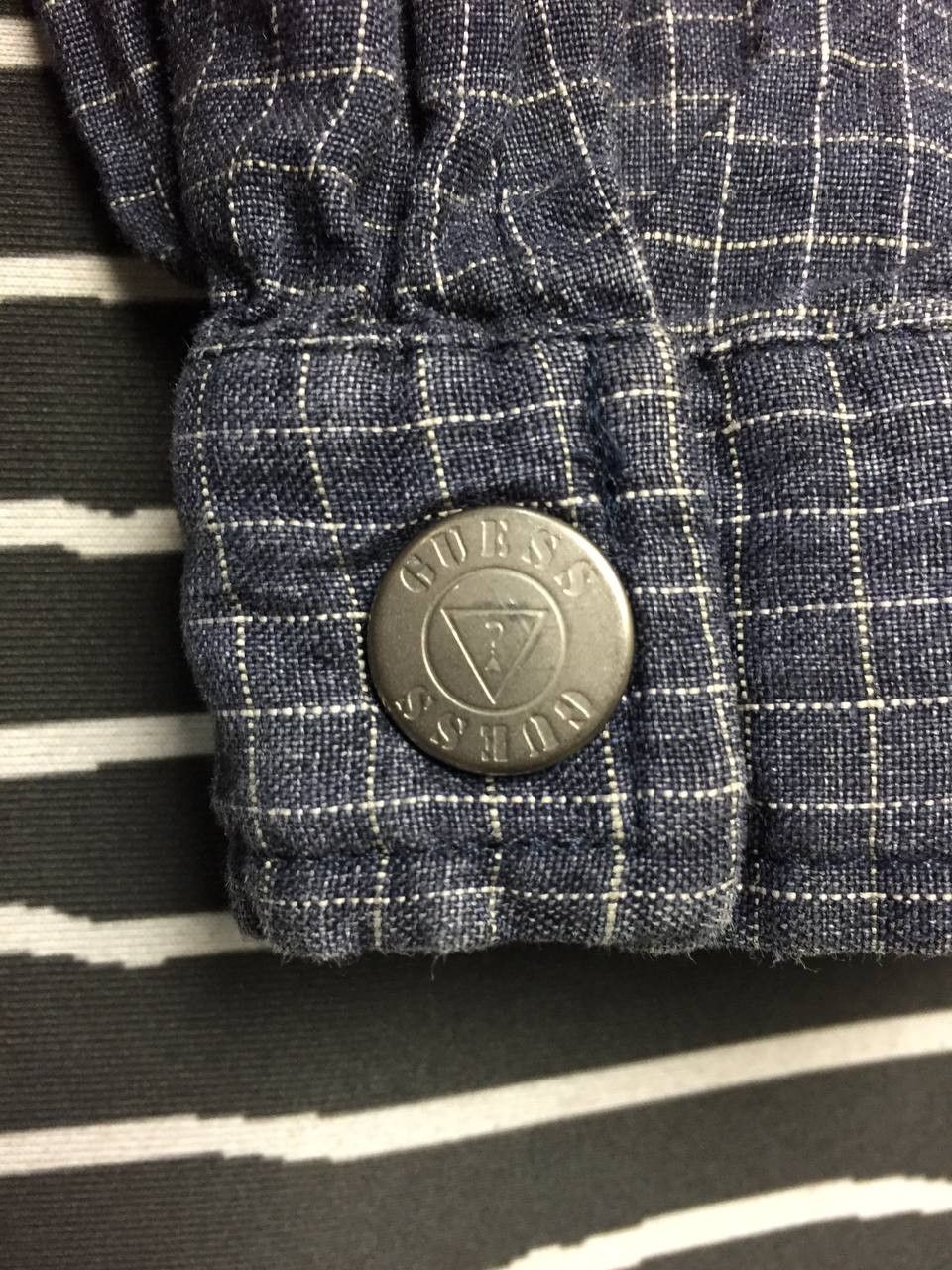 Guess Vtg GUESS Classics Linen Micro-Check Full Zip Shirt Jacket Size US L / EU 52-54 / 3 - 10 Thumbnail