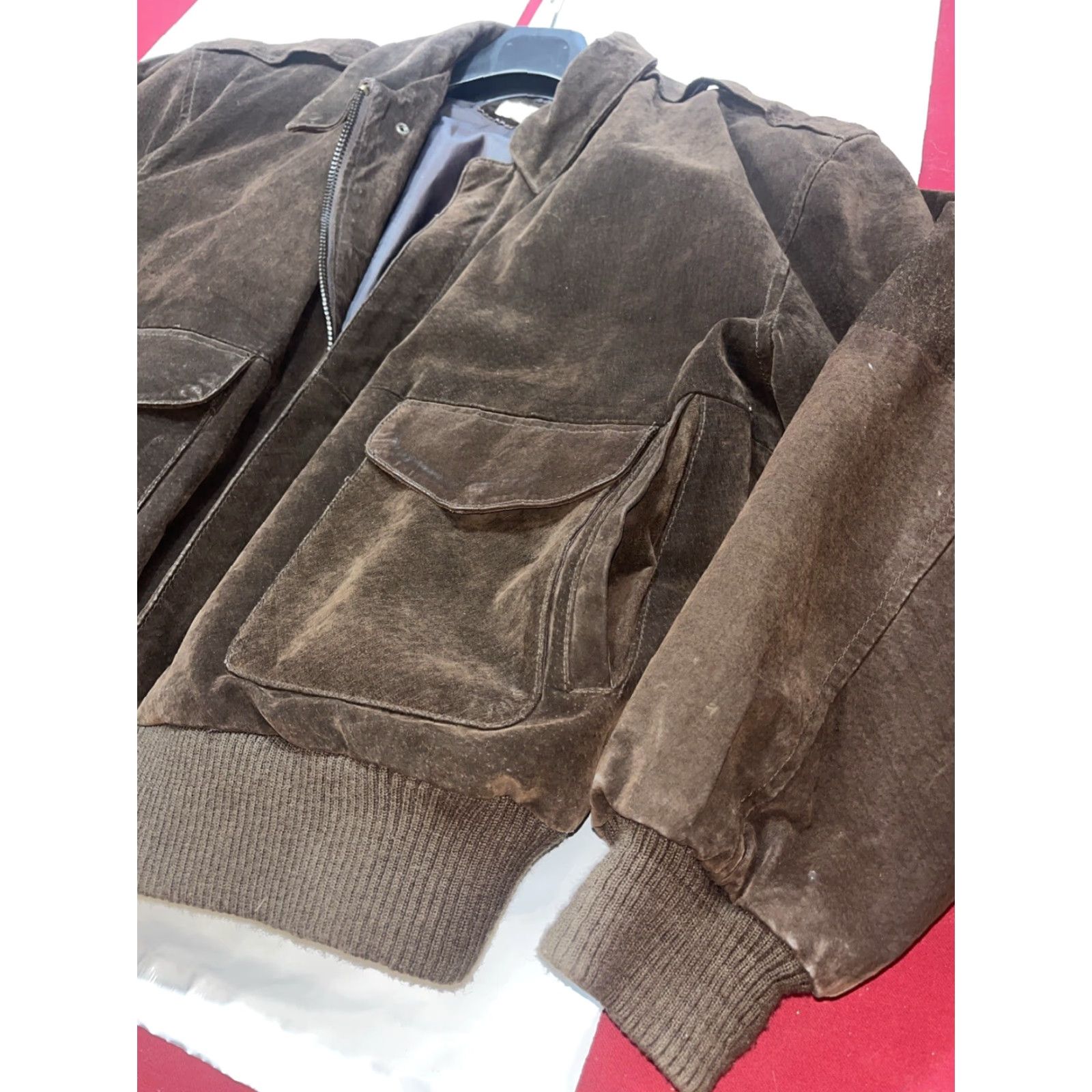 Vintage VINTAGE Paris Sport Club Brown Suede Leather Bomber Jacket LRG Men’s Heavy Zip Snap Lined 90s Grunge Style Size US L / EU 52-54 / 3 - 2 Thumbnail