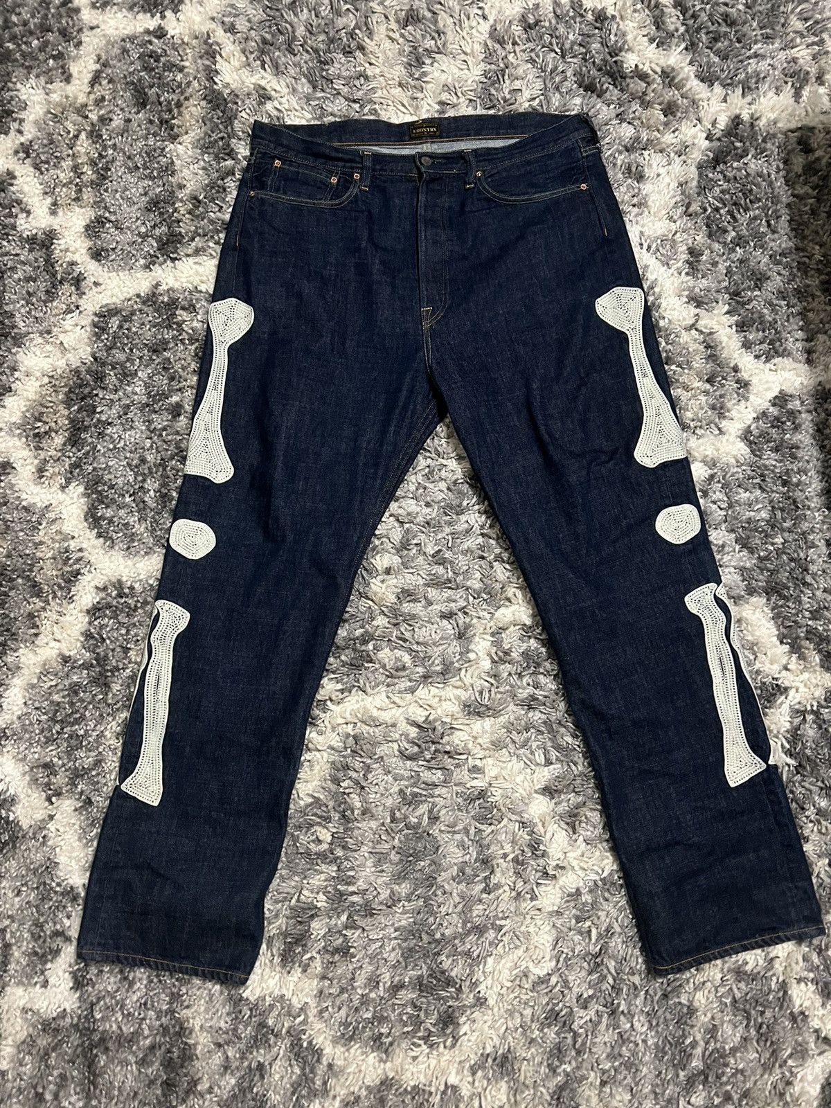 image of Sold Kapital Selvedge Okagilly Skeleton Pants in Raw Denim, Men's (Size 38)