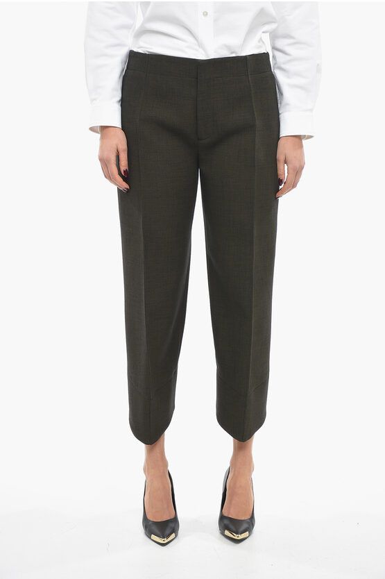 image of Bottega Veneta Cotton Blend Cropped Pants in Grey, Women's (Size 26)