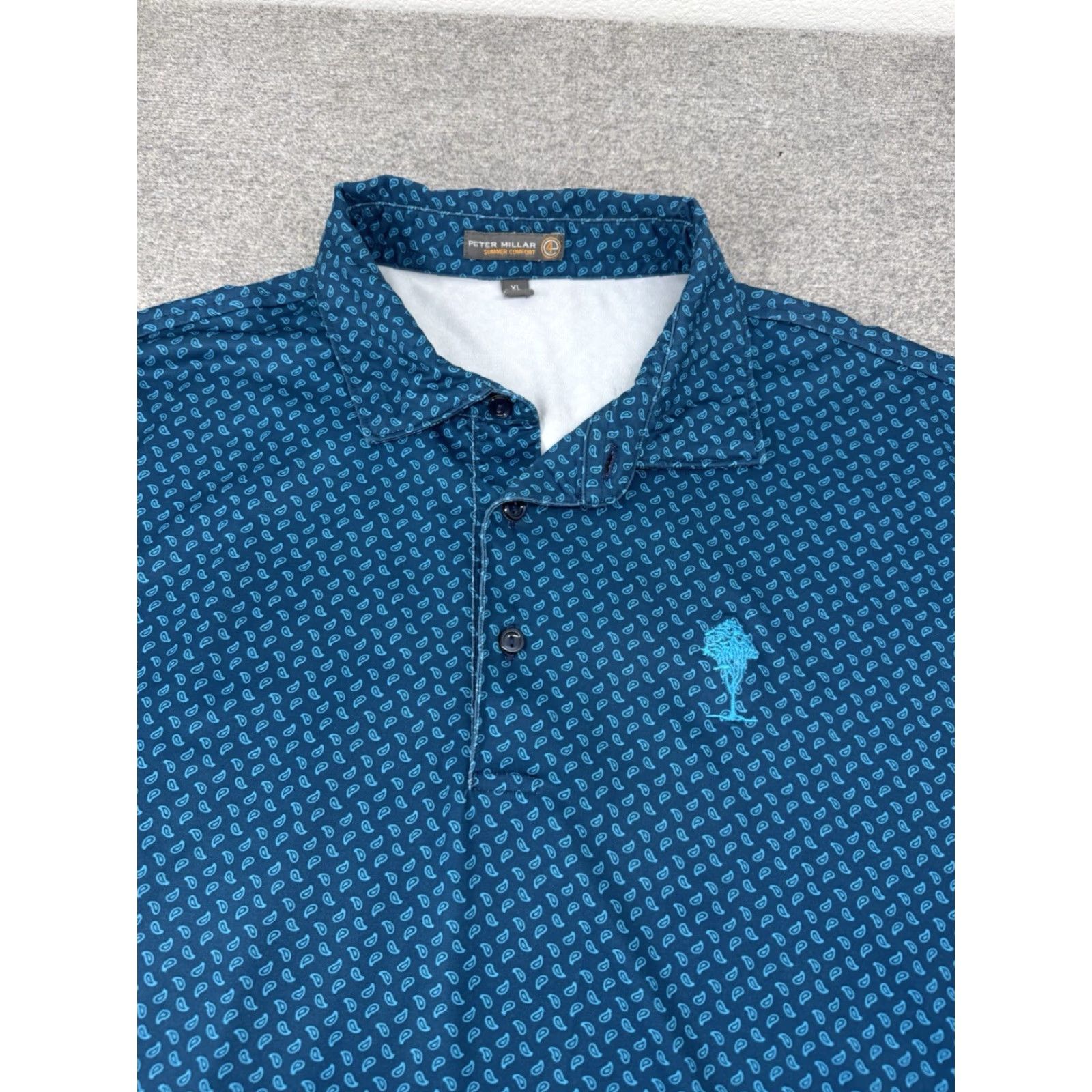 Peter Millar Peter Millar Summer Comfort Crown Tour Logo Paisley AOP Pattern Polo XL Men Blue Short Sleeve Polo Shirt Collared Golf Logo Size US XL / EU 56 / 4 - 2 Thumbnail