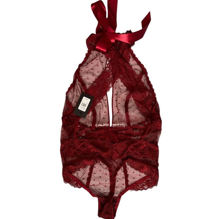 Other Frederick’s of Hollywood Deep Red Alexia Love Mesh Teddy, M Size M / US 6-8 / IT 42-44 - 3 Thumbnail