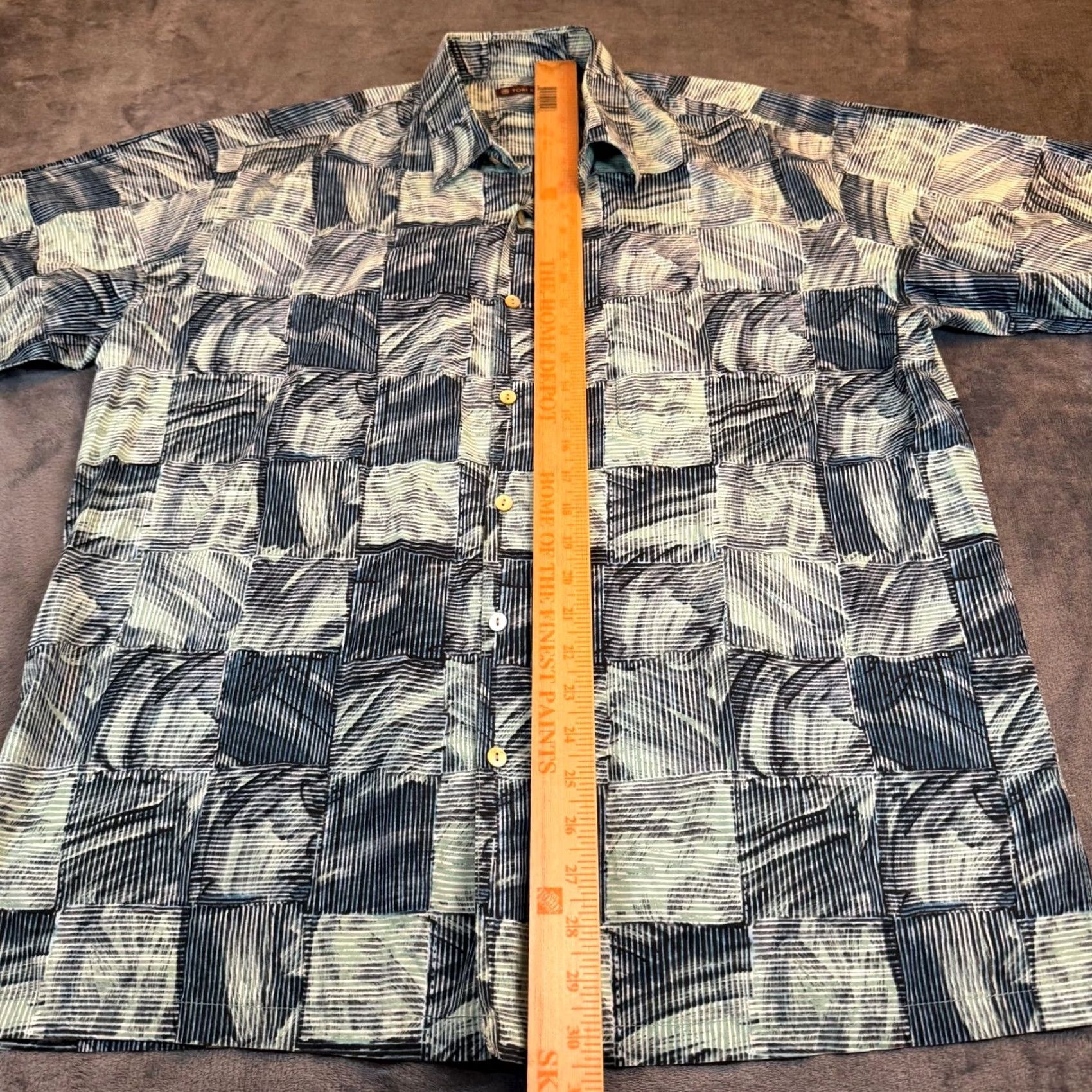 Tori Richard Tori Richard Aloha Shirt Mens Large Blue Geometric Print Cotton Button Up Size US L / EU 52-54 / 3 - 7 Thumbnail