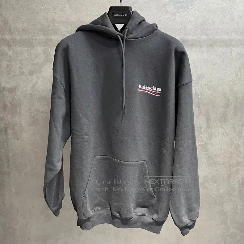 Balenciaga Balenciaga Gray Logo Print Hoodie Sweatshirt. Size US S / EU 44-46 / 1 - 1 Thumbnail