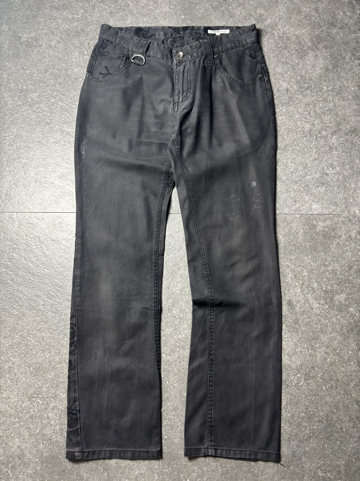 If Six Was Nine 2000s Semantic Design Vkei Skull Poem Faded Pants Size US 30 / EU 46 - 7 Thumbnail