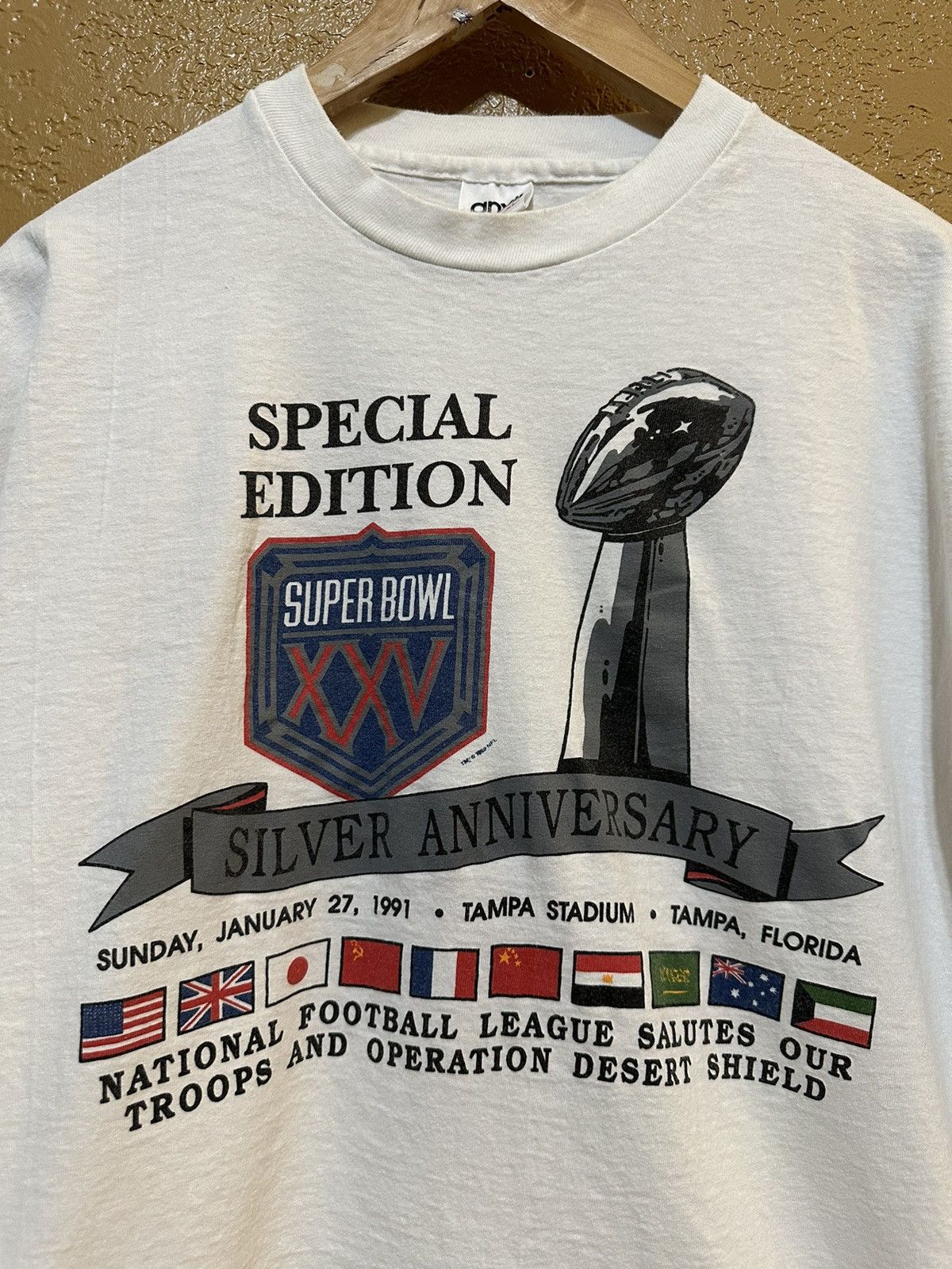 NFL × Vintage Vintage 1991 Super Bowl Operation Desert Shield Tee XL Size US XL / EU 56 / 4 - 4 Thumbnail