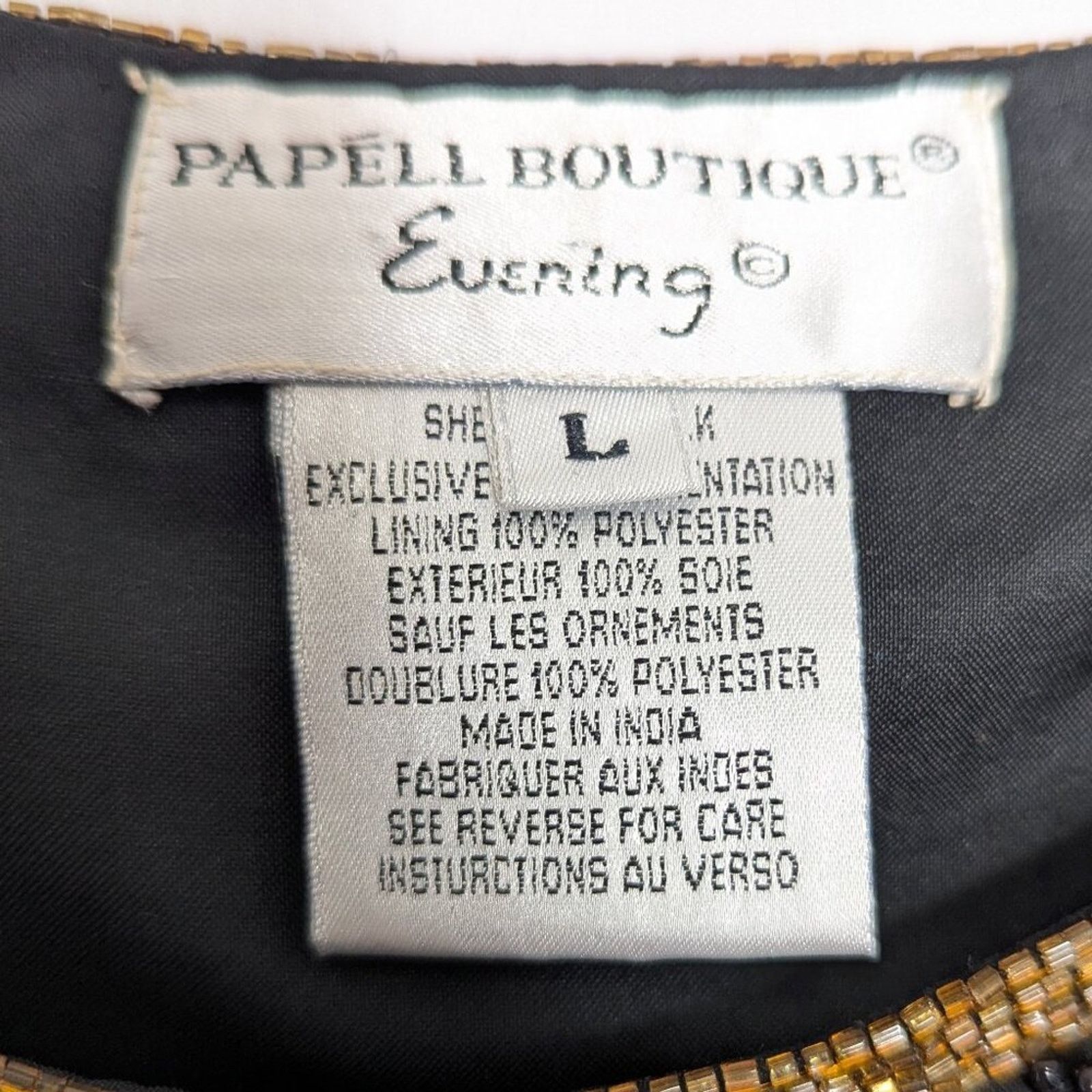 Vintage Papell Boutique Black Beaded Sequin Side Slit Evening Top Size M / US 6-8 / IT 42-44 - 3 Thumbnail