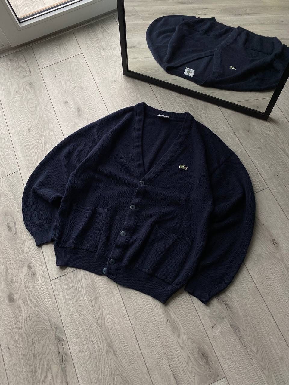 Pre-owned Lacoste X Vintage 90's Lacoste Cardigan Knit Sweater In Blue