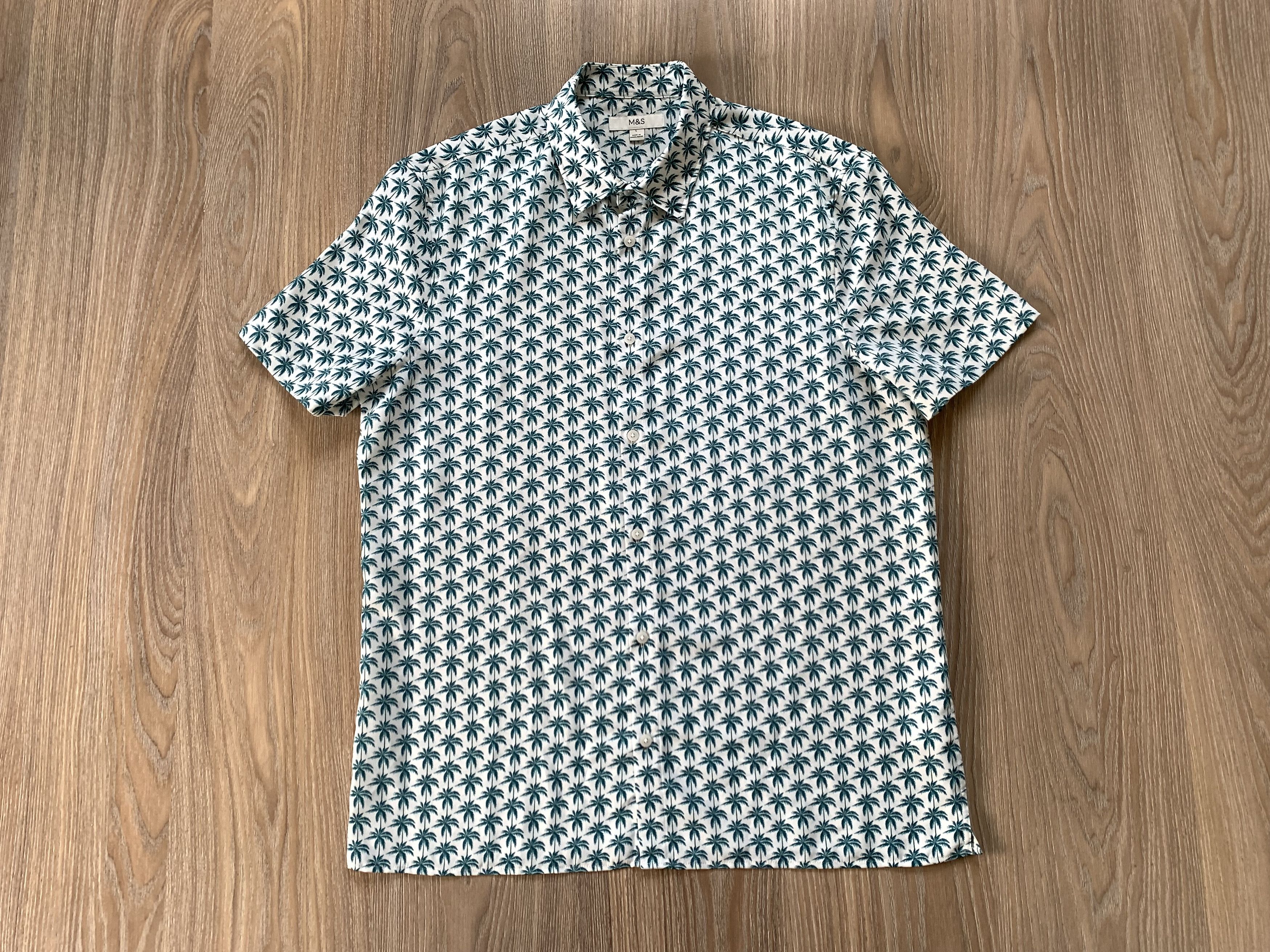 Marks & Spencer Marks & Spencer Cotton Palm Printed Hawaiian Shirt Size US L / EU 52-54 / 3 - 2 Thumbnail