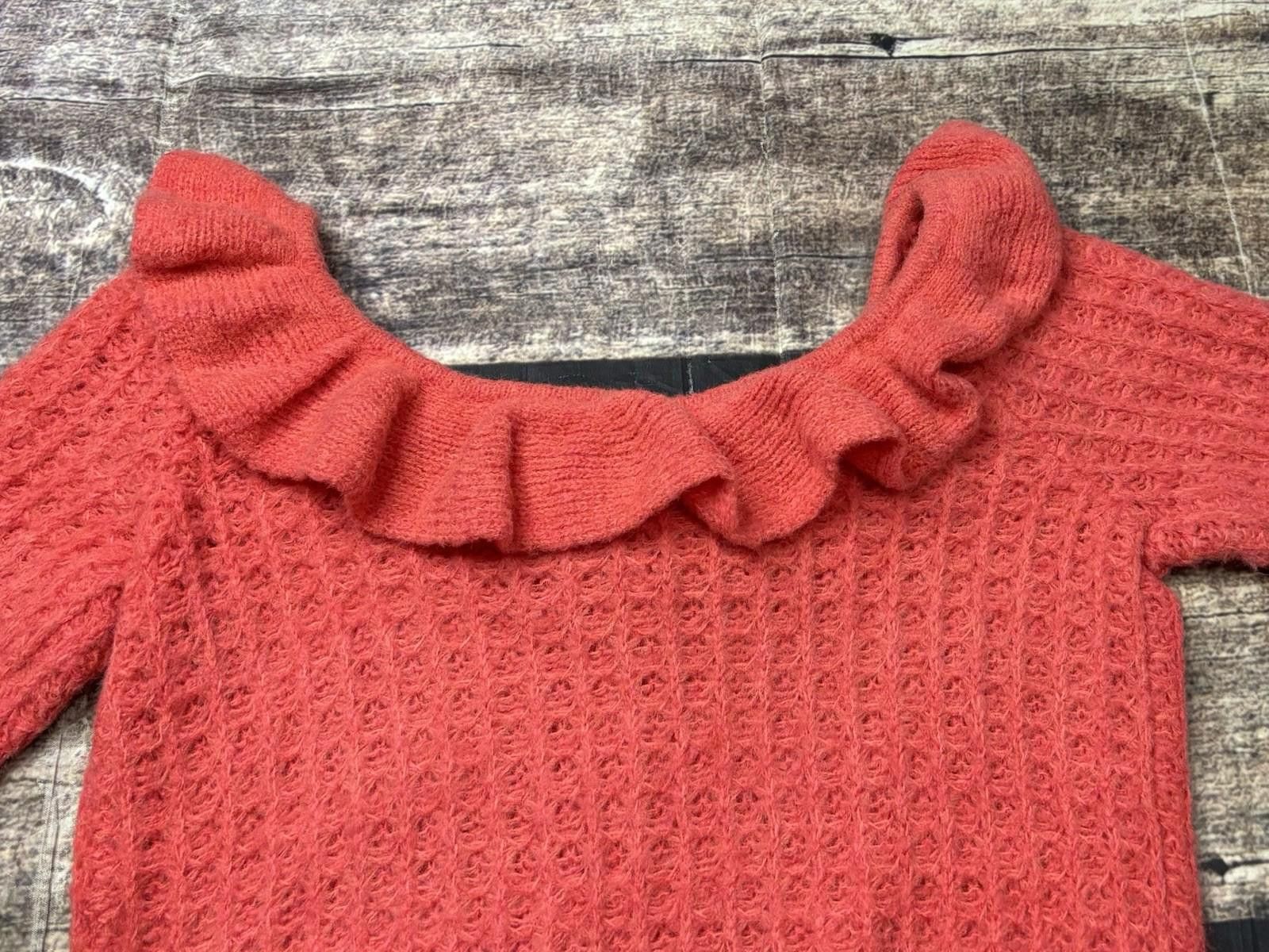 Other Anthropologie Sweater Womens XS Wool Blend Ruffle Boat Neck Size XS / US 0-2 / IT 36-38 - 6 Thumbnail