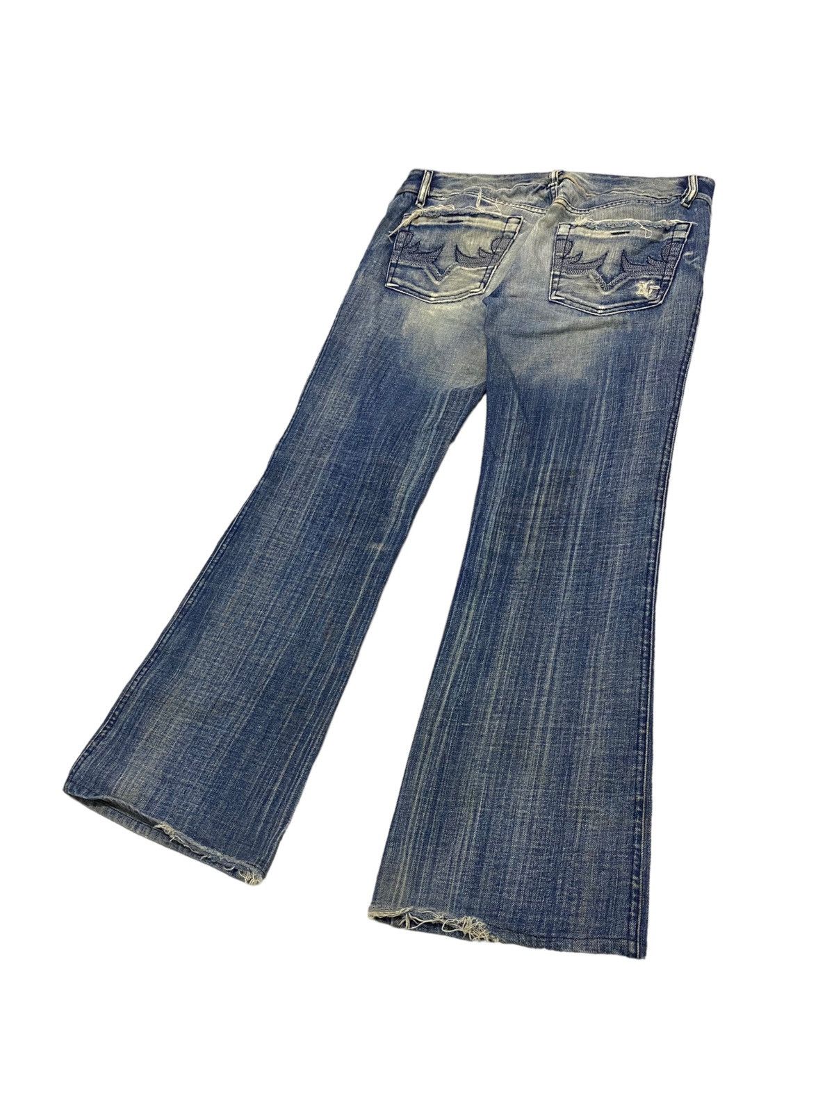 14th Addiction × If Six Was Nine × Le Grande Bleu (L.G.B.) Flare Diesel Low Rise Mud Washed Light Whisker Distressed Size US 30 / EU 46 - 11 Thumbnail