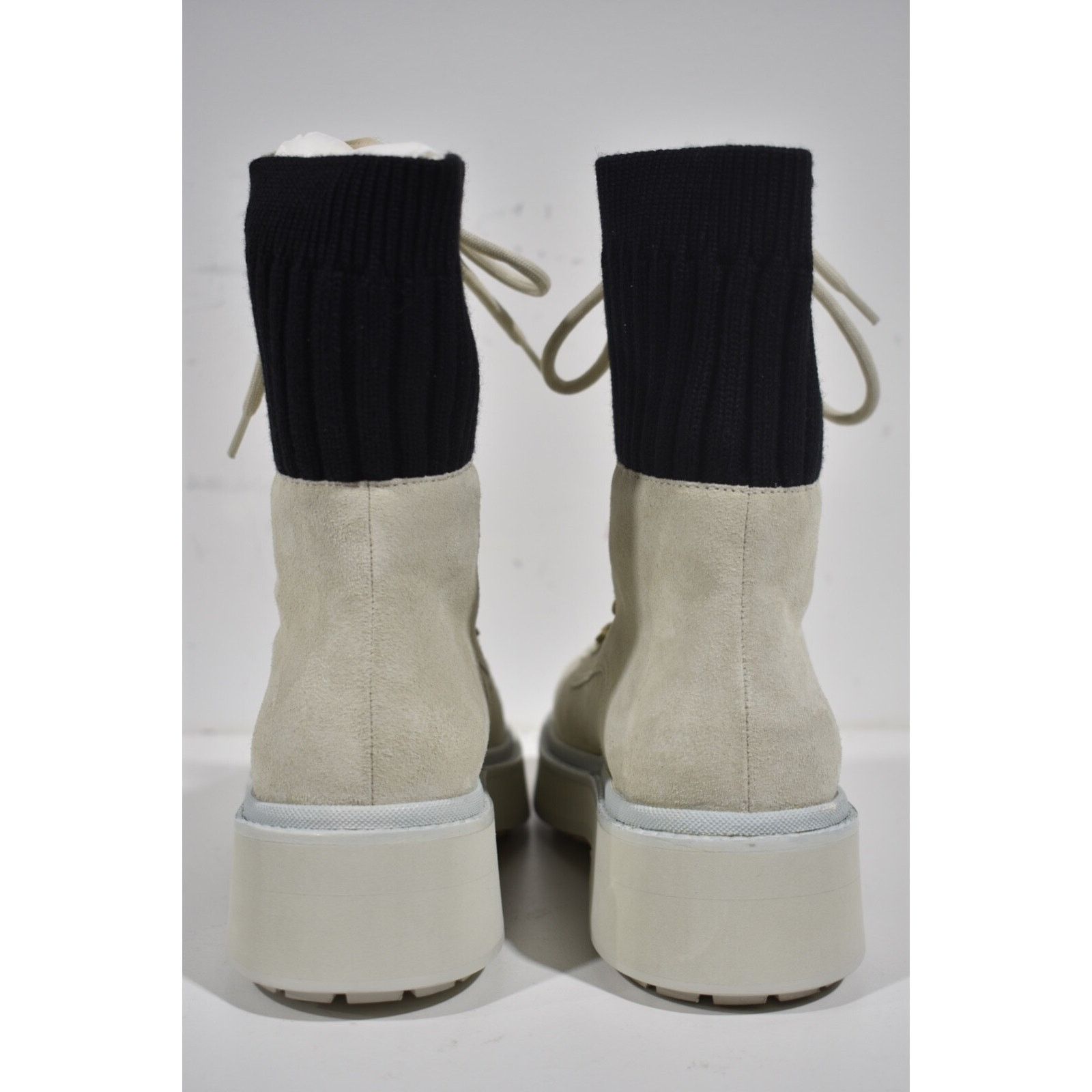 Chanel Chanel 21K Ivory Suede Black CC Platform Combat Lace Up Size US 7 / IT 37 - 12 Thumbnail