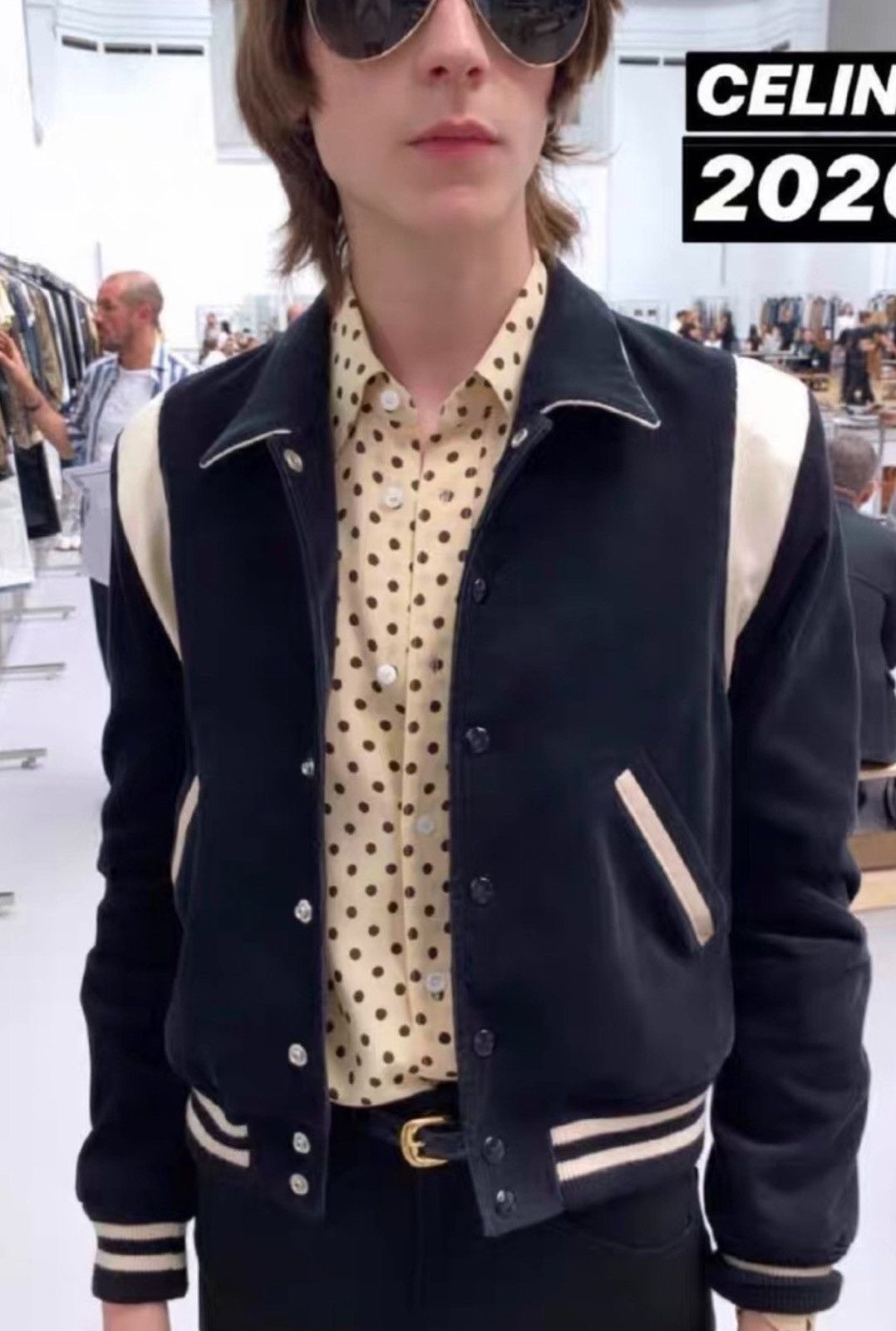 Celine CELINE 2020SS BlackWhite Colorblock Corduroy Varsity Jacket Size US S / EU 44-46 / 1 - 7 Thumbnail