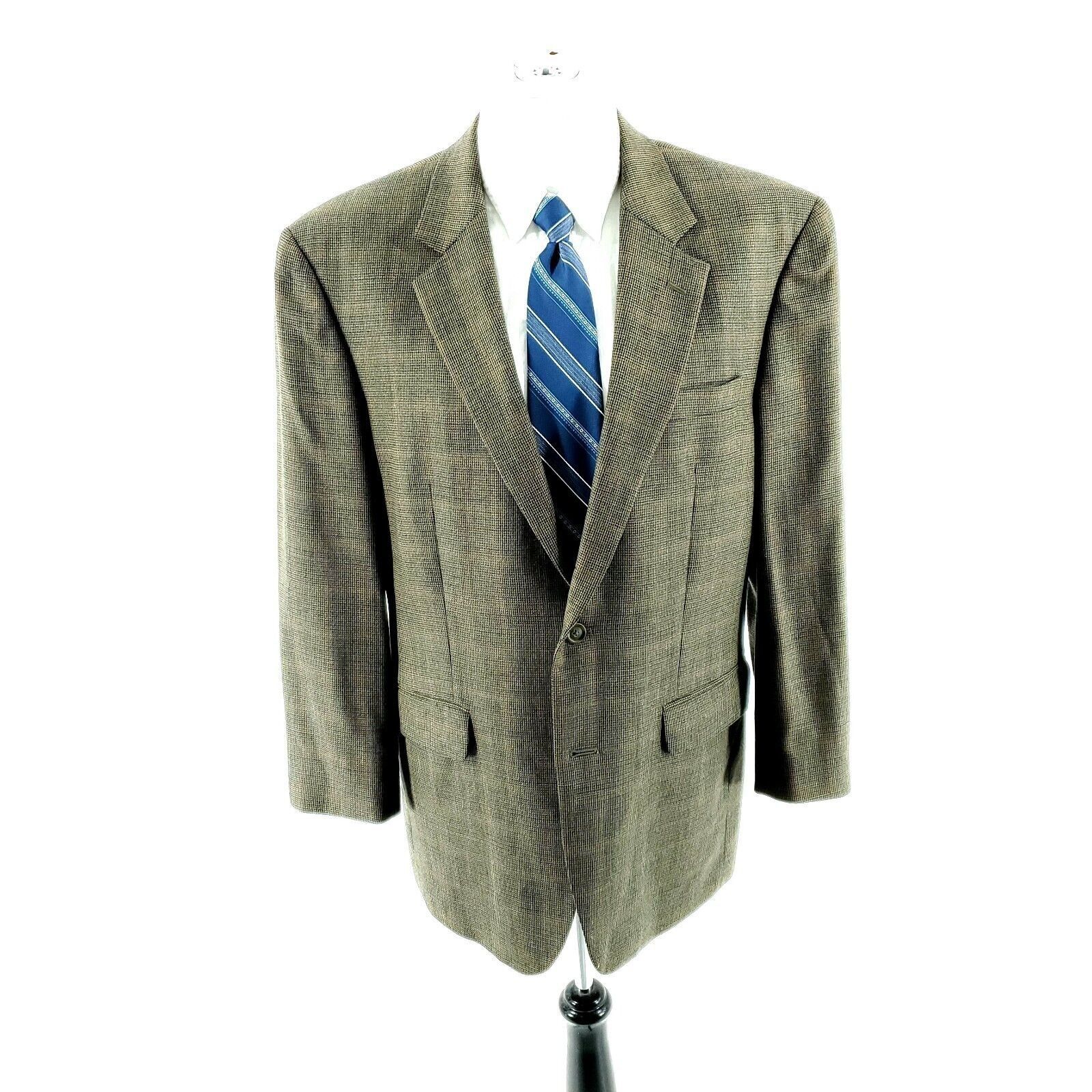 Jos. A. Bank Jos A Bank Tweed Wool 2 Button Sport Coat 44R Green Blue Che Size 44R - 3 Thumbnail