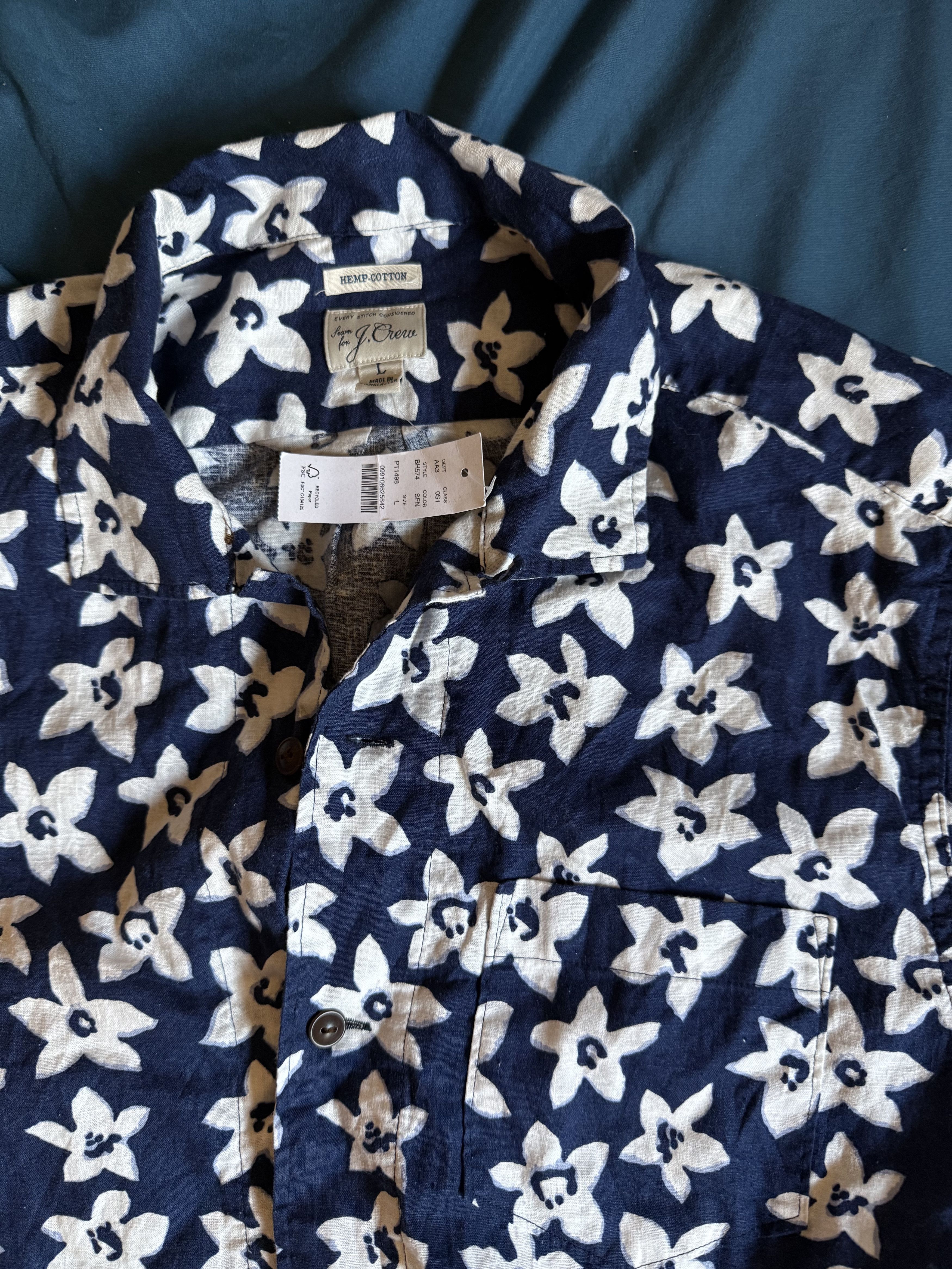 J.Crew J. Crew Floral Hemp Cotton Button Up Shirt S/S large $78 Size US L / EU 52-54 / 3 - 2 Thumbnail
