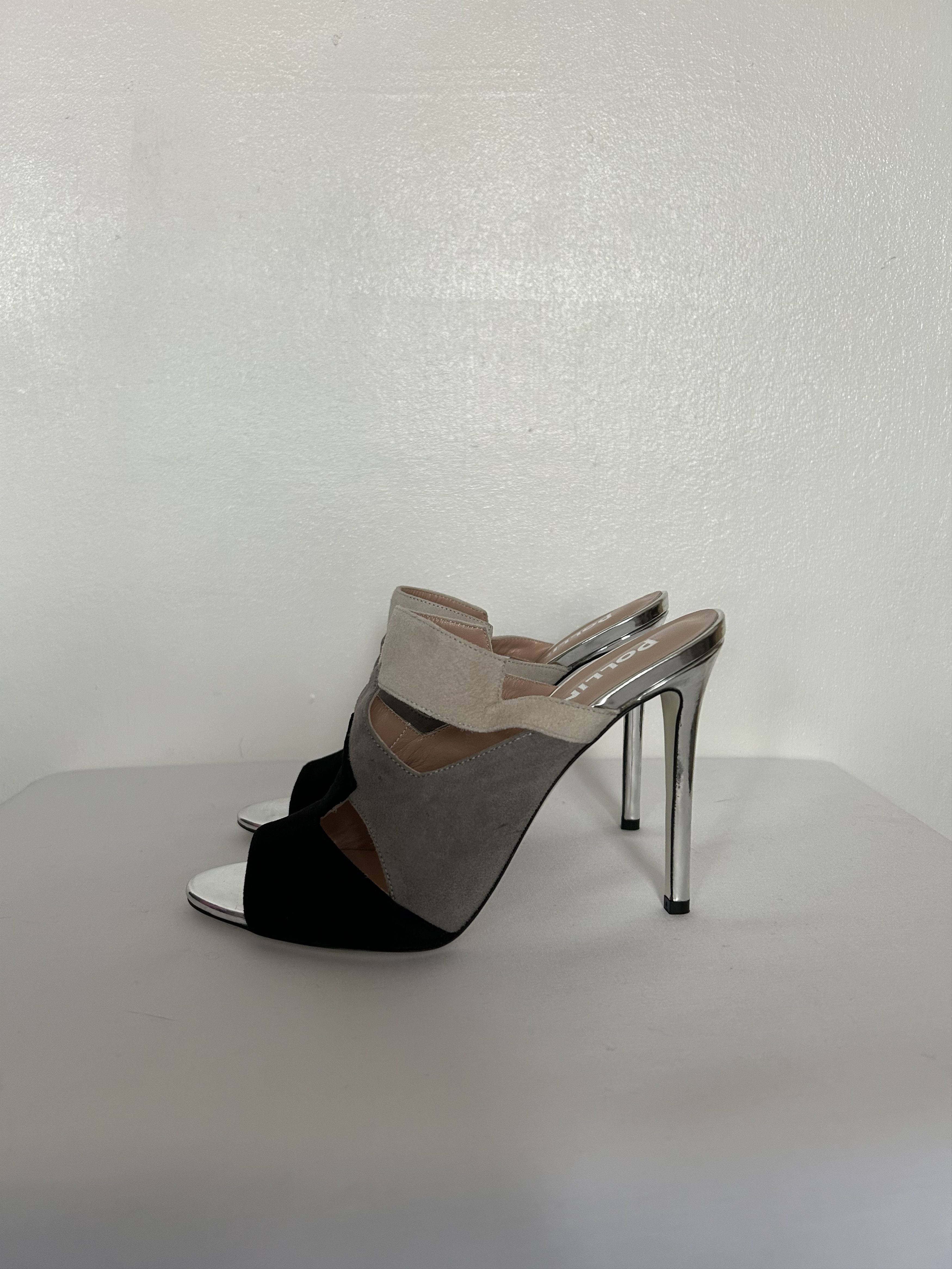 Pollini Pollini "SABOT" Colourblock Suede Heels Size US 6.5 / IT 36.5 - 3 Thumbnail