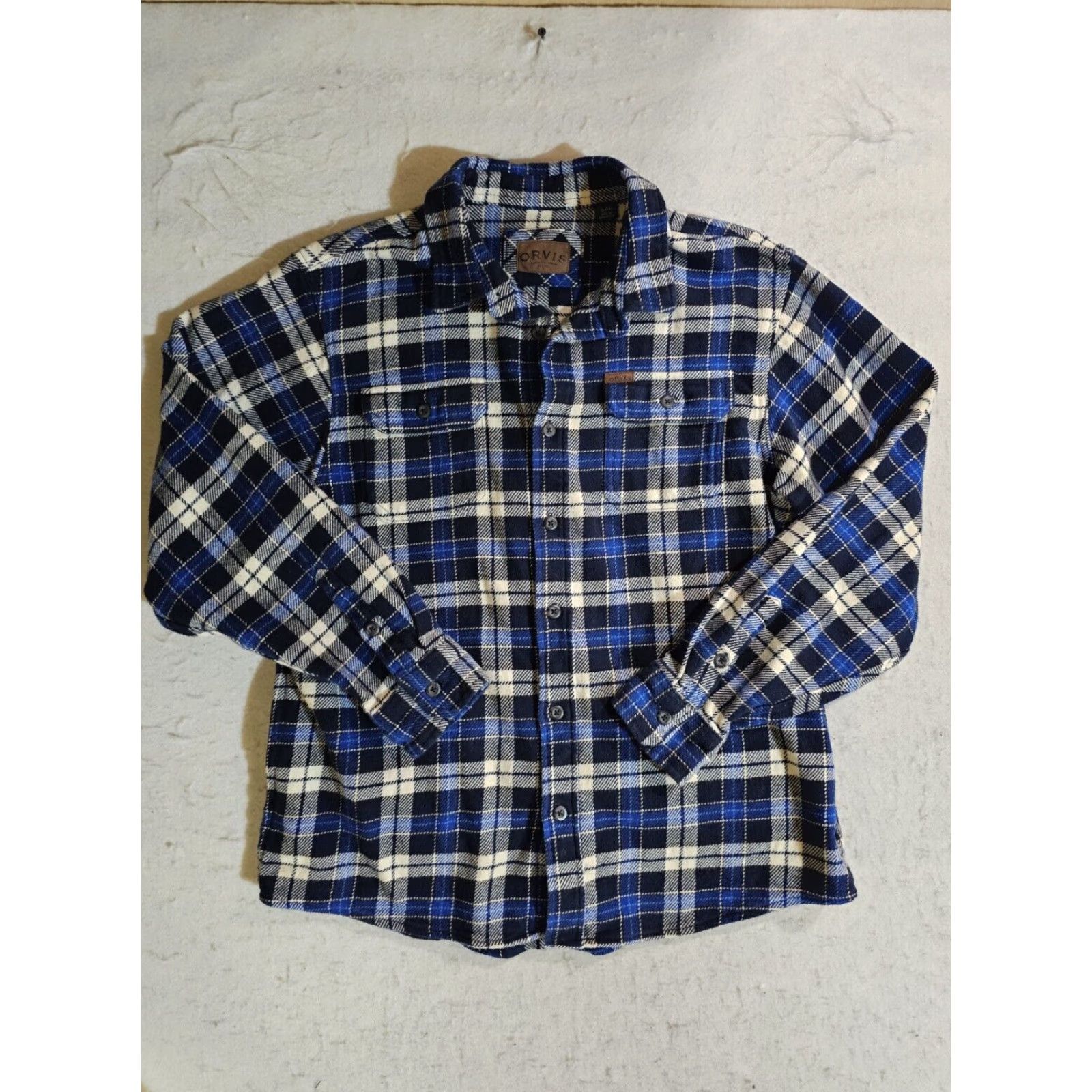 Orvis VINTAGE Orvis Shirt Jacket Heavy Flannel Plaid Button-Up Long Sleeve Pockets Mens Sz XL Size US XL / EU 56 / 4 - 2 Thumbnail