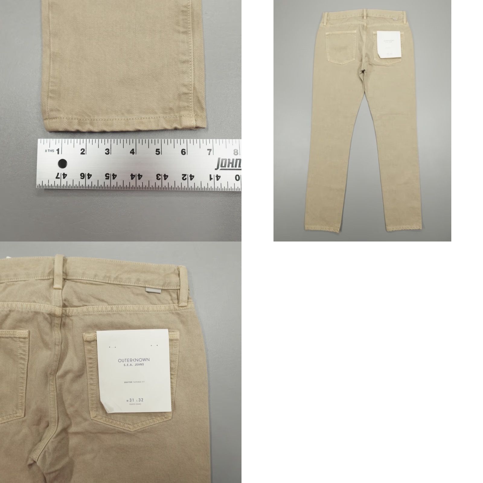 Outerknown Outerknown Sea Jeans Drifter Tapered Fit 31x32 Denim Khaki Organic Cotton Jeans Regular Men 5-Pocket Button Logo Vintage No Size US 31 - 8 Thumbnail