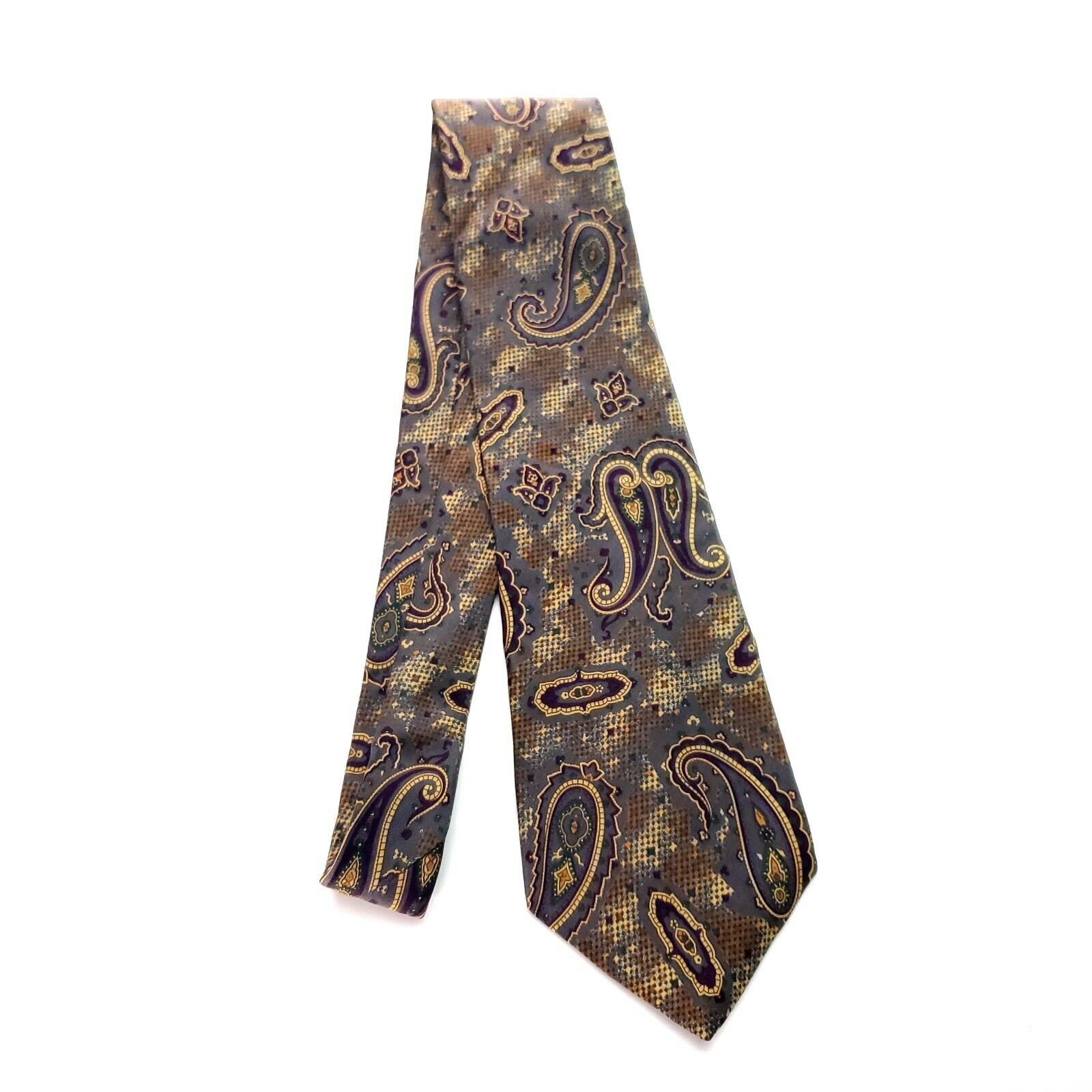 Liberty London Liberty Of London Brown & Grey Silk Tie Woven Short Paisley Size ONE SIZE - 6 Thumbnail