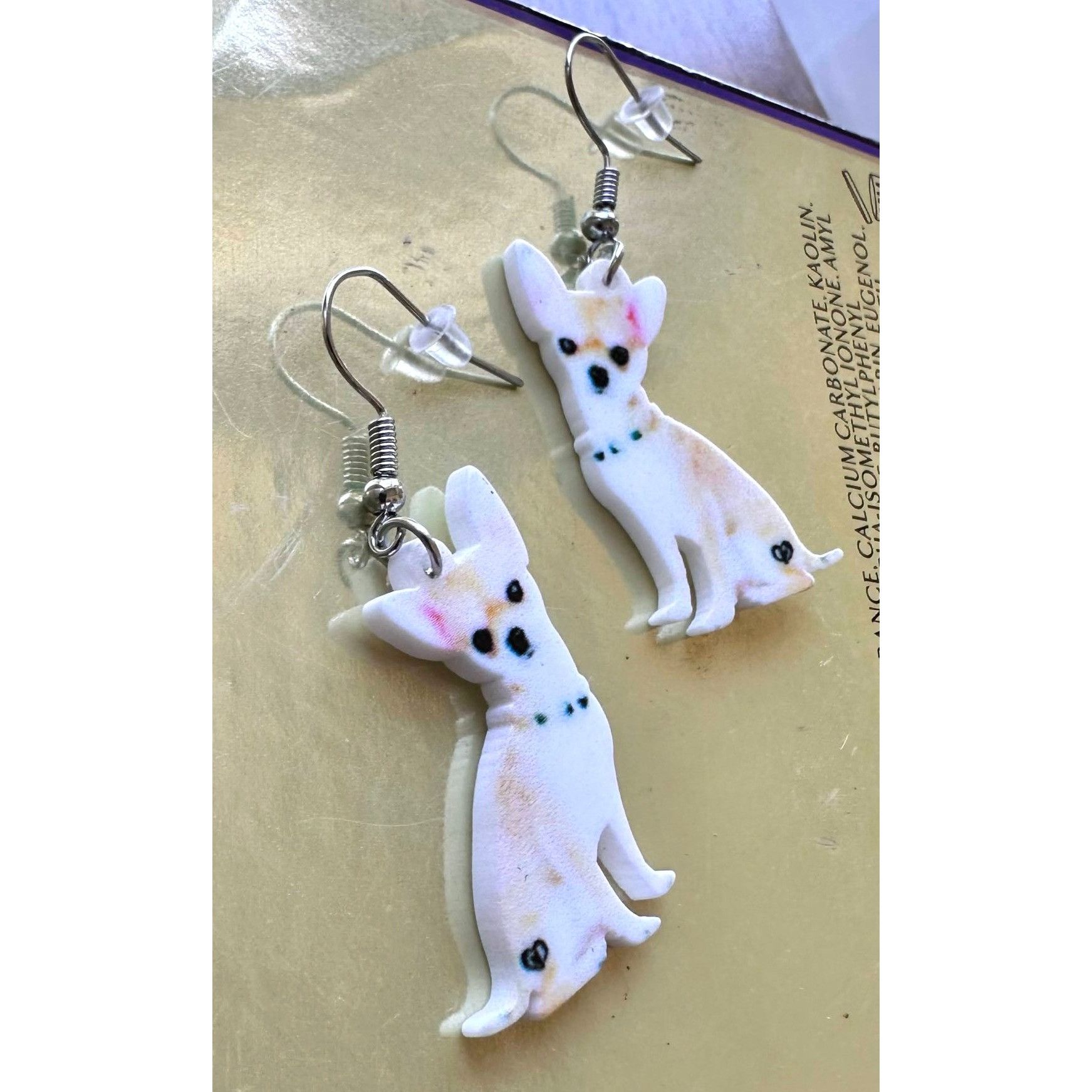 Handmade Chihuahua Earrings Dog Mom Animal Rescue Pets Dangle Hooks N Size ONE SIZE - 6 Thumbnail