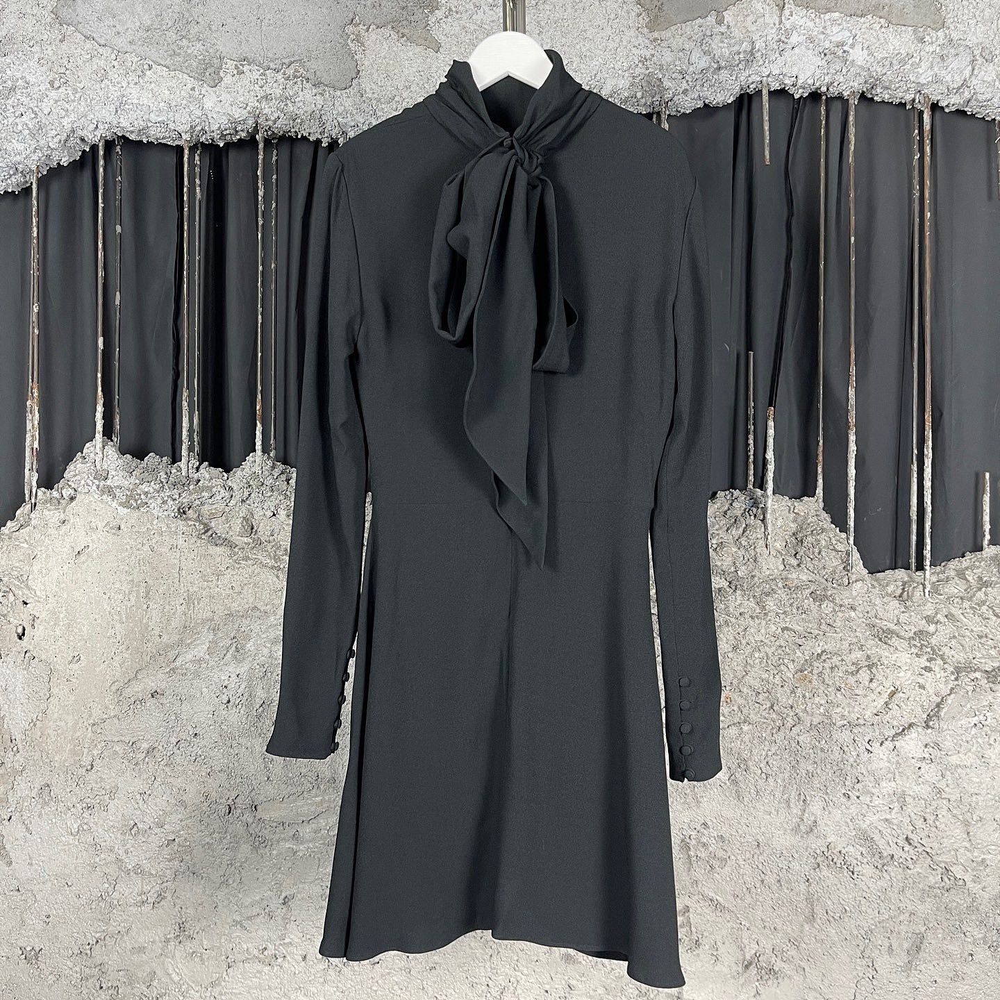 Saint Laurent Paris Saint Laurent Bow Tie Long Sleeve Mini Dress Size 36 Size XS / US 0-2 / IT 36-38 - 1 Thumbnail