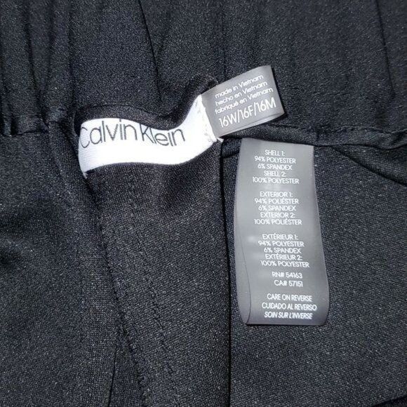 Calvin Klein Calvin Klein Black Trimmed Satin High Rise Elastic Pocketed Size 39" - 8 Thumbnail
