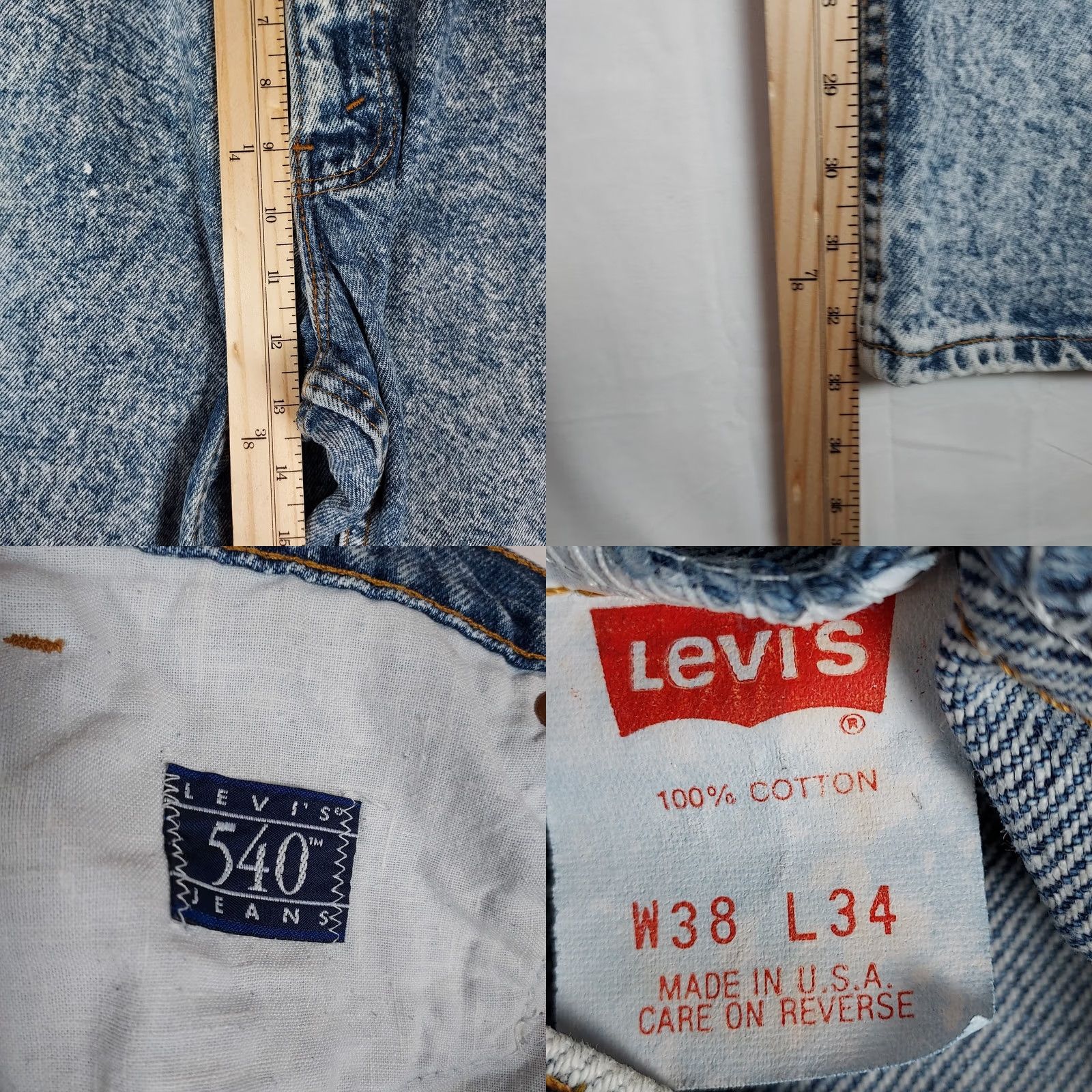 Levi's VINTAGE Levi’s 540 Jeans W38 L34 Men’s Denim 100% Cotton USA Made Acid Wash Blue Straight 5-Pocket Mens Size US 38 / EU 54 - 8 Thumbnail
