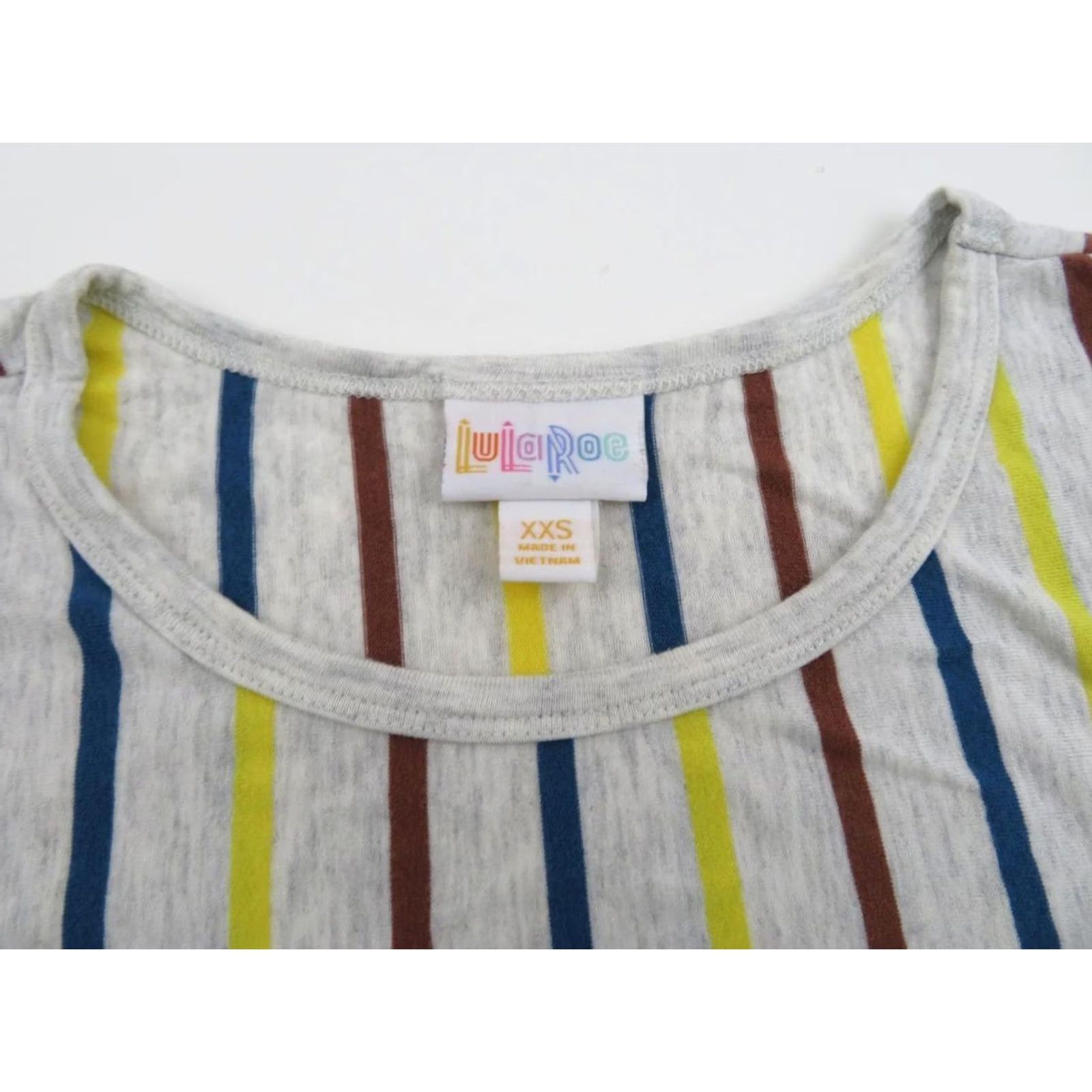 Vintage LuLaRoe Women's Carly Dress XXS Gray Blue Yellow Unicorn High Low 2XS Stripes Size XXS / US 00 / IT 34 - 5 Thumbnail