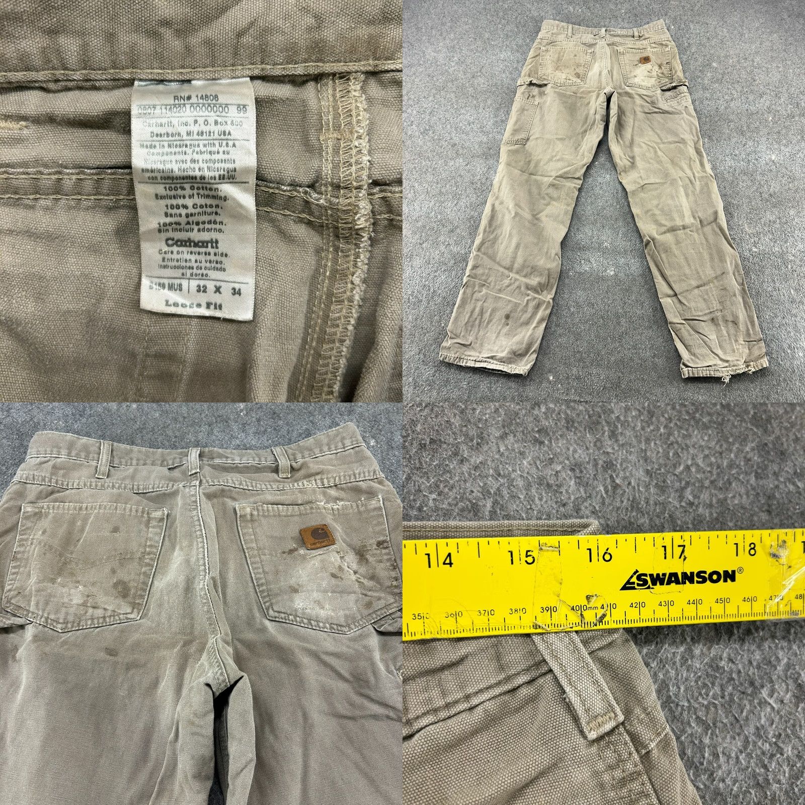 Carhartt VINTAGE Carhartt Pants Mens 32x34 Brown Carpenter Canvas Loose Fit Workwear Distressed Size US 32 / EU 48 - 10 Thumbnail
