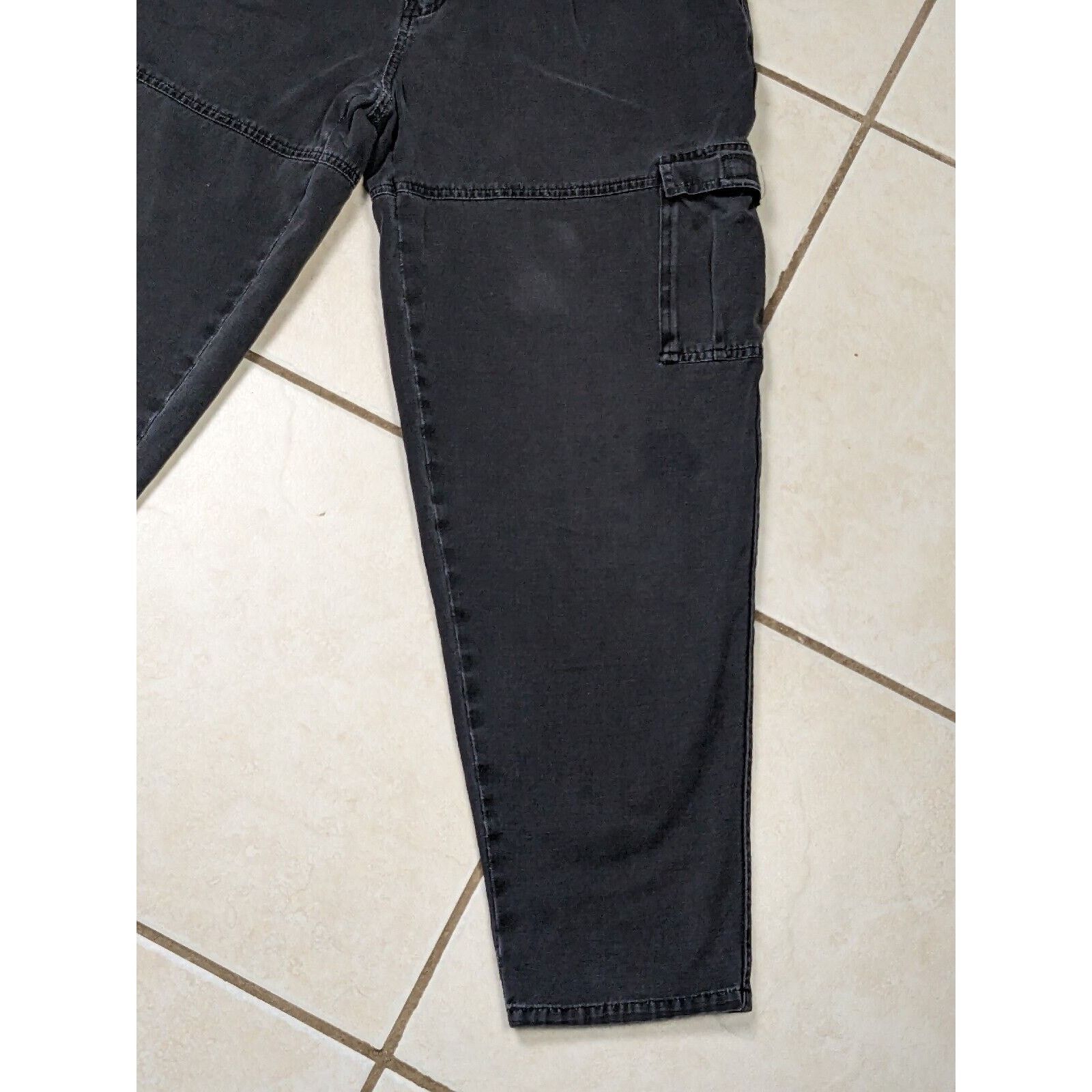 Other Vtg Men Zeppelin 30x28 Black Cargo Pocket Pants Tapered Leg Size US 30 / EU 46 - 5 Thumbnail
