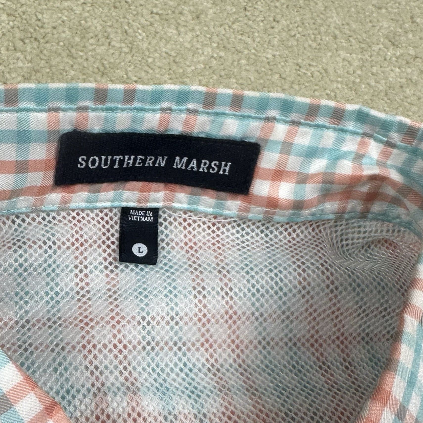 Vintage Southern Marsh Shirt Mens Large Blue Pink Check Field Tech Button Up NWOT Size US L / EU 52-54 / 3 - 7 Thumbnail