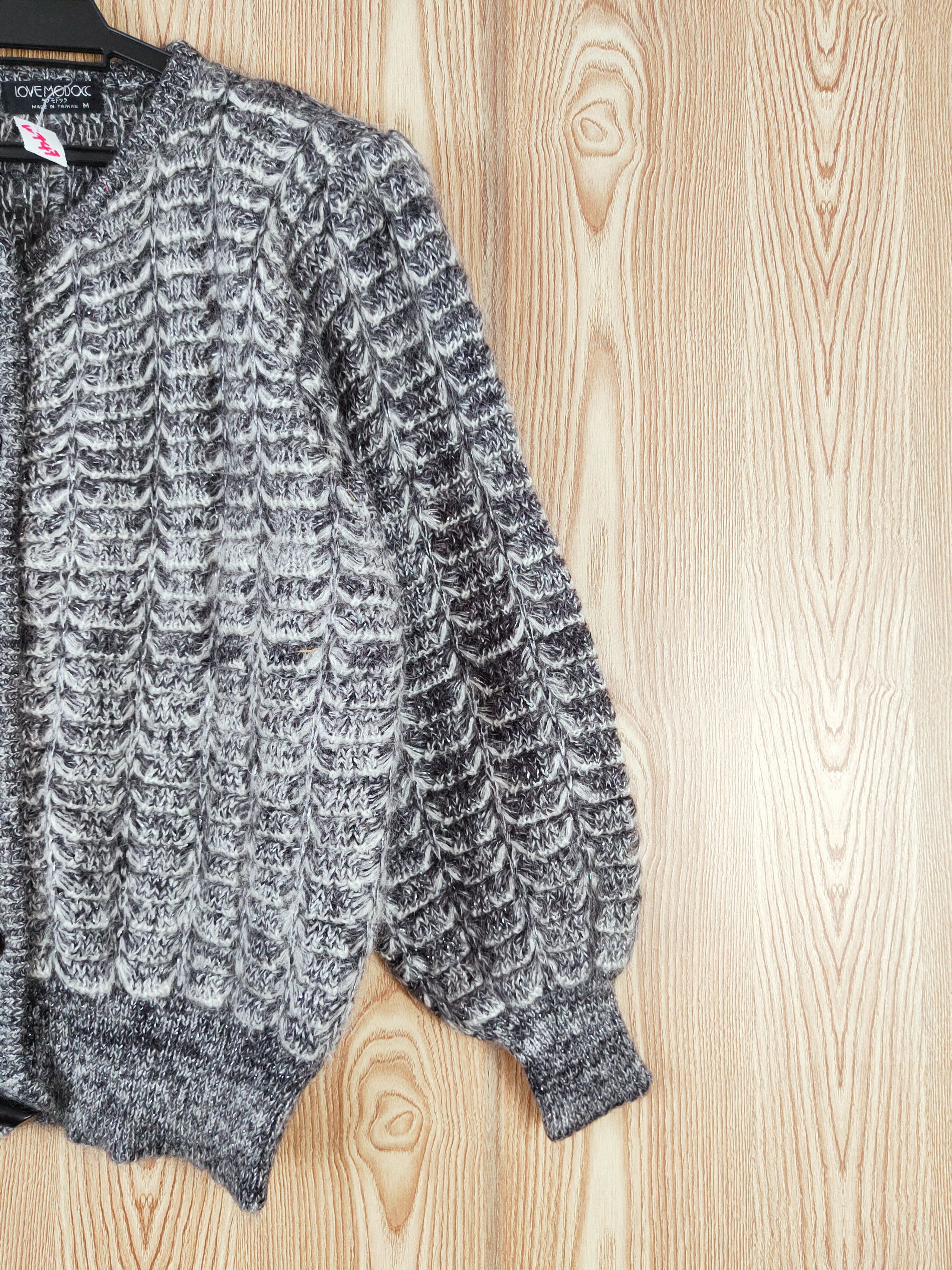 Japanese Brand Love Modocc Black White Knitwear Cardigan #W747 Size M / US 6-8 / IT 42-44 - 5 Thumbnail