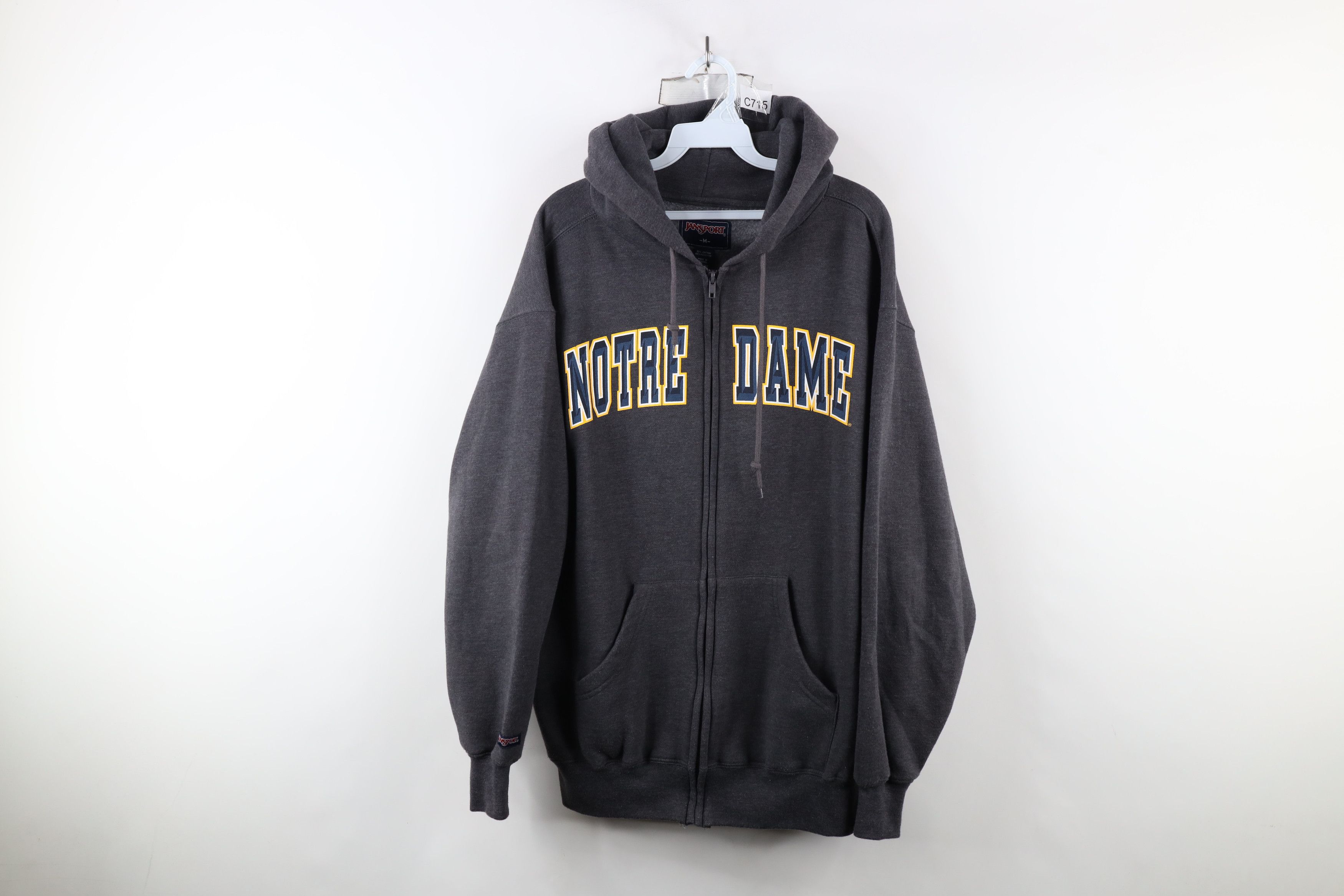 Vintage Vintage 90s Notre Dame University Full Zip Hoodie Sweatshirt Size US M / EU 48-50 / 2 - 1 Thumbnail