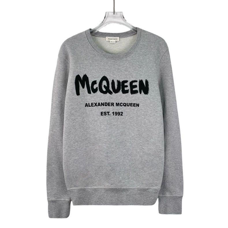 Alexander McQueen Alexander Mcqueen Gray logo letter print cotton round-neck Size US S / EU 44-46 / 1 - 1 Thumbnail