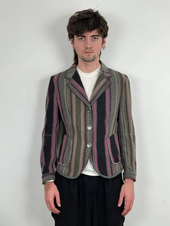 Marithe + Francois Girbaud 1990s Marithé + François Girbaud Striped Blazer Jacket Size XS / US 0-2 / IT 36-38 - 2 Thumbnail