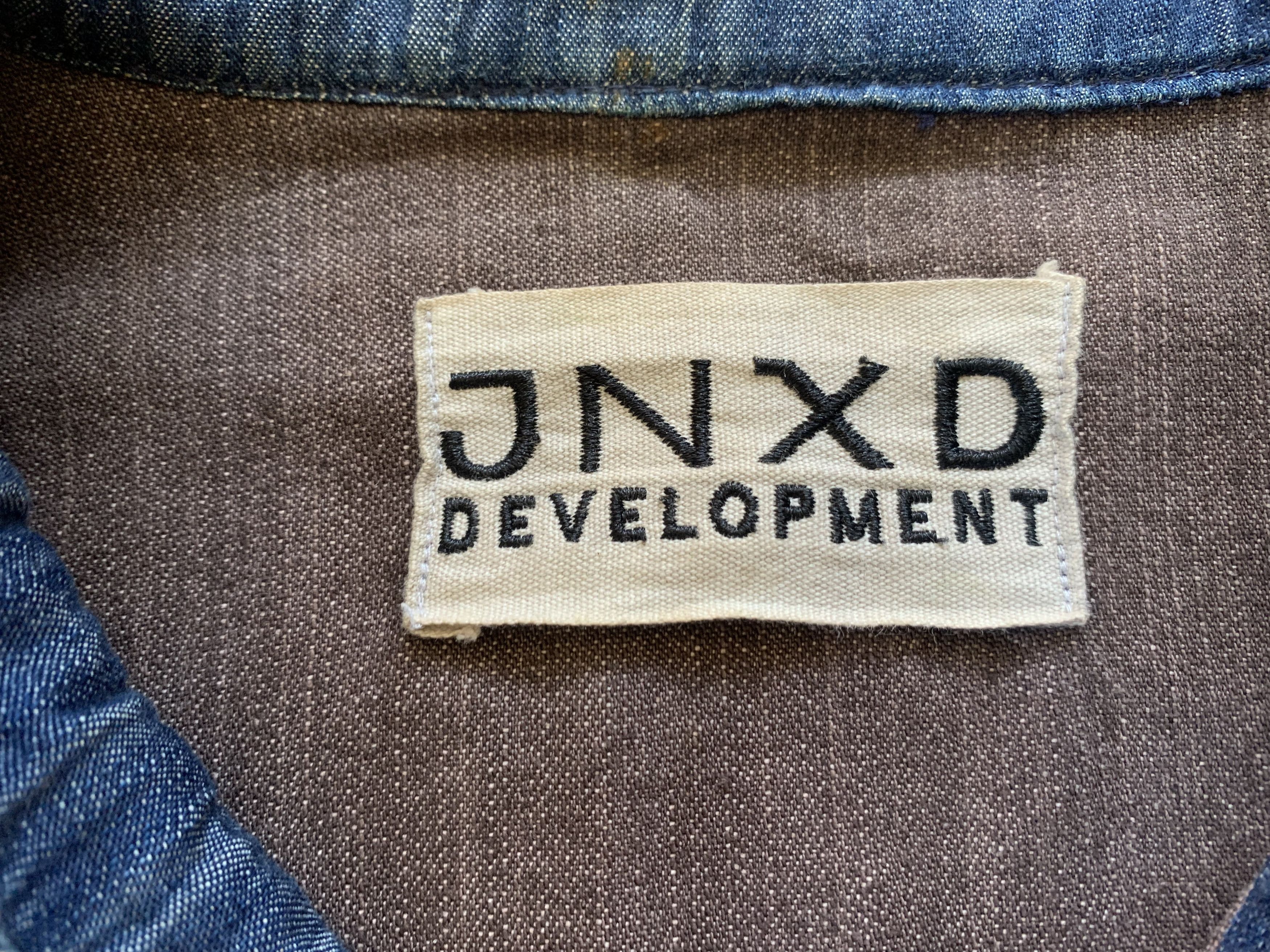 Japanese Brand Rare Vintage JNXD Leather Patched Denim Shirt Size US M / EU 48-50 / 2 - 7 Thumbnail