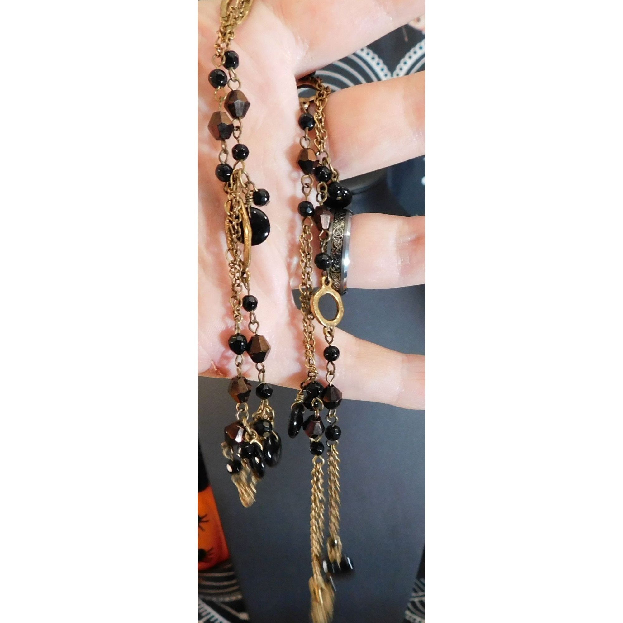 Express Express Glam Goth Art Deco Black And Gold Tone Necklace Size ONE SIZE - 6 Thumbnail
